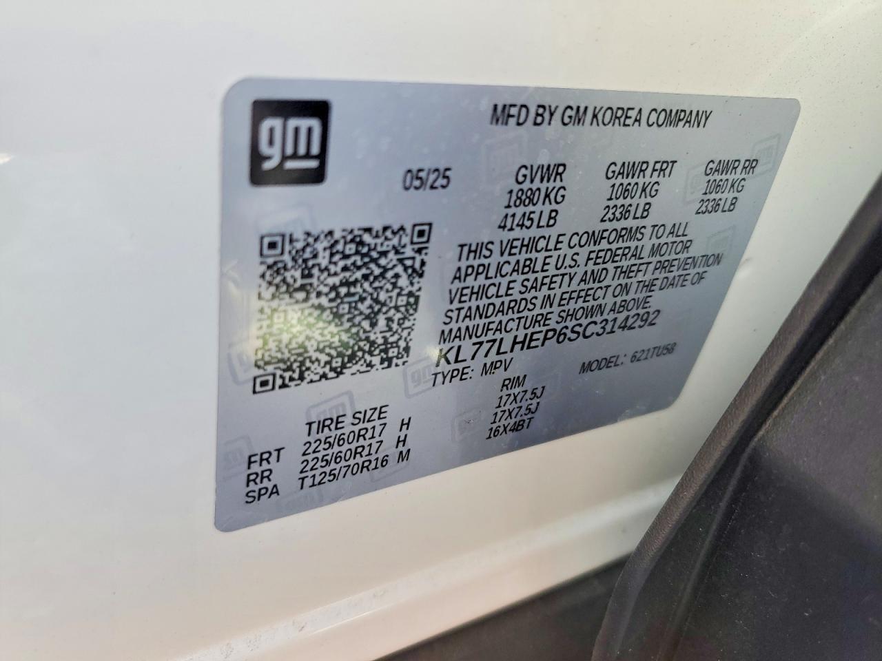 2025 Chevrolet Trax 1lt White vin: KL77LHEP6SC314292