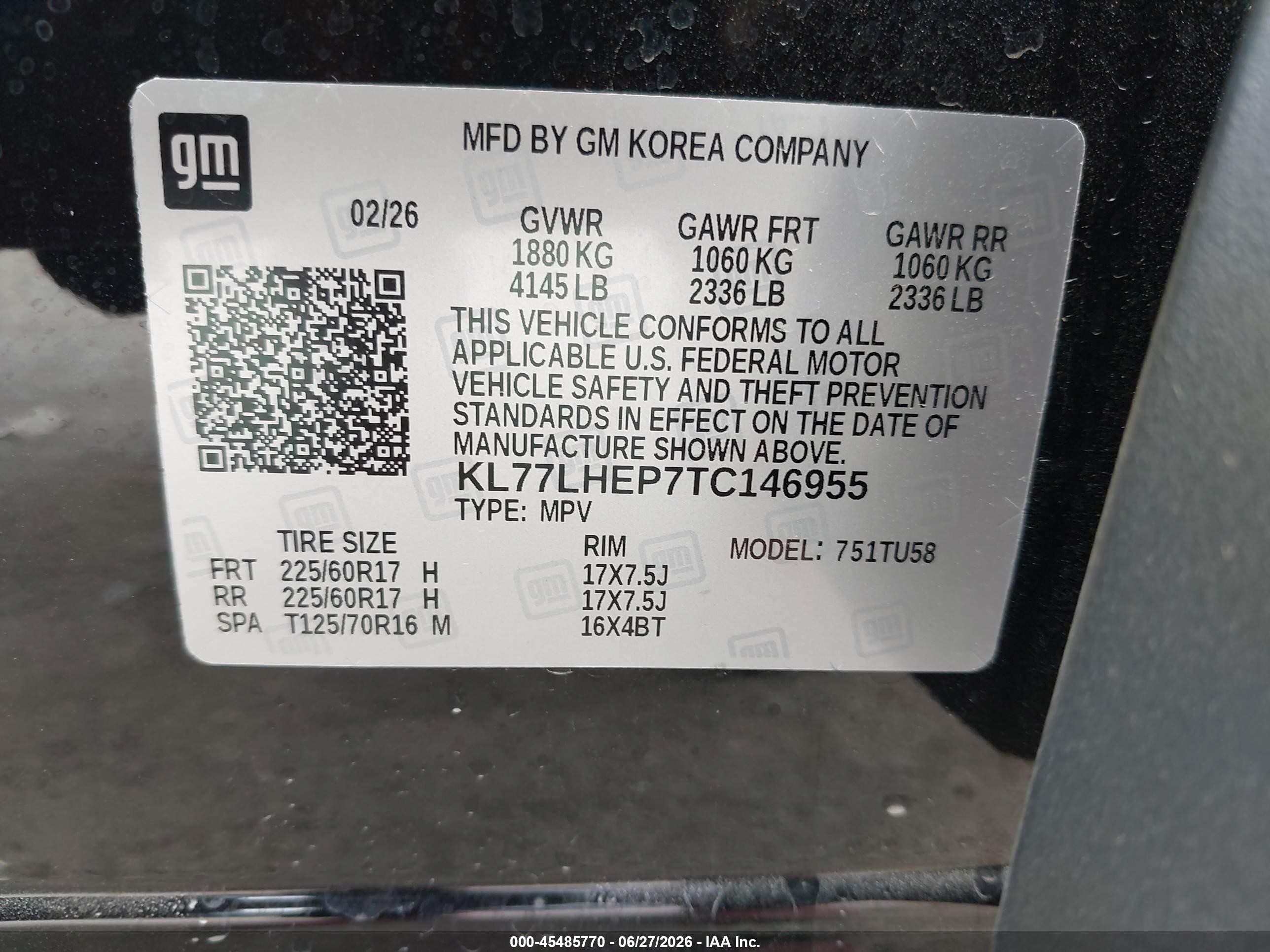 2026 Chevrolet Trax Fwd Lt Black vin: KL77LHEP7TC146955