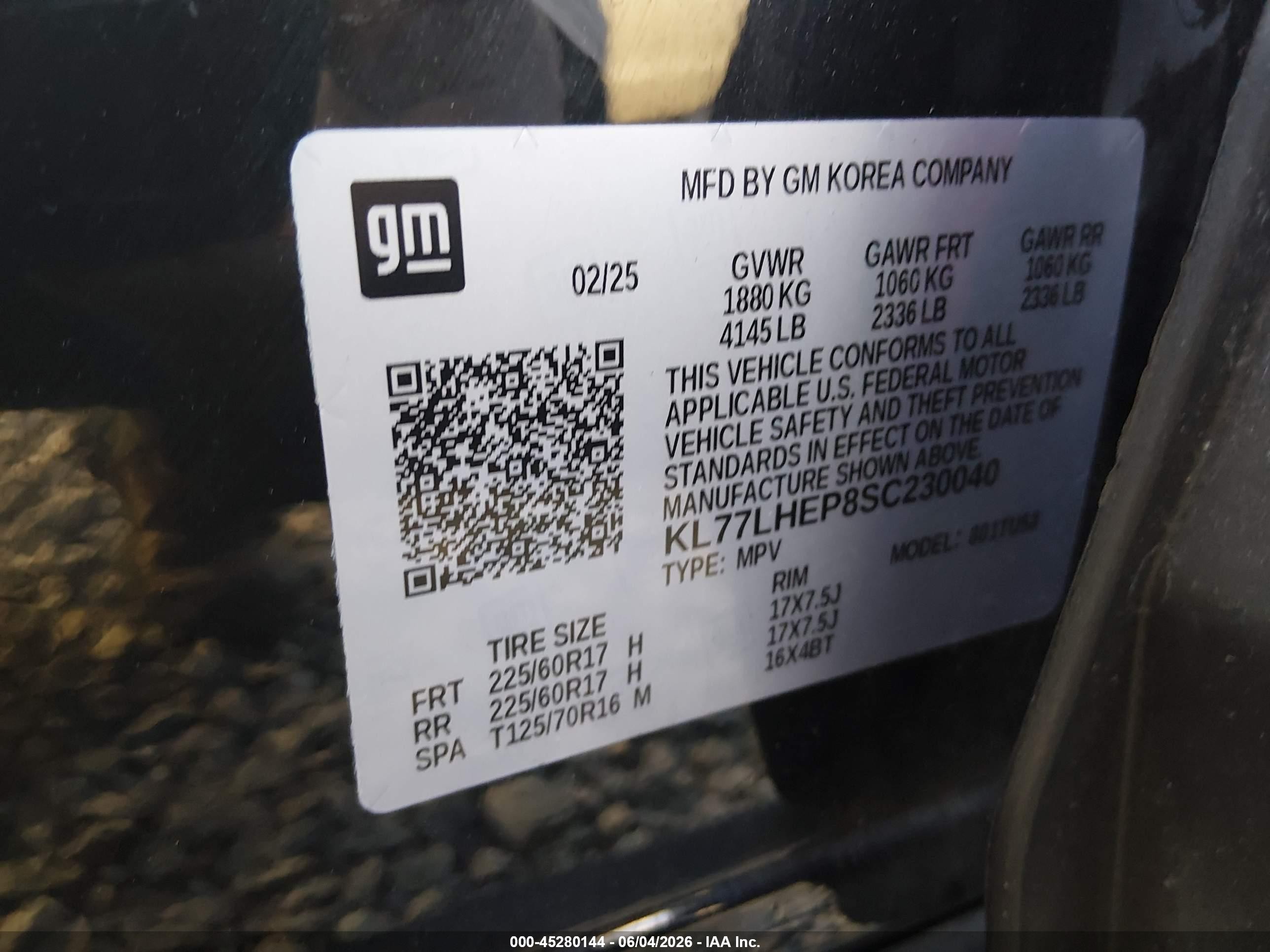 2025 Chevrolet Trax Fwd Lt Black vin: KL77LHEP8SC230040