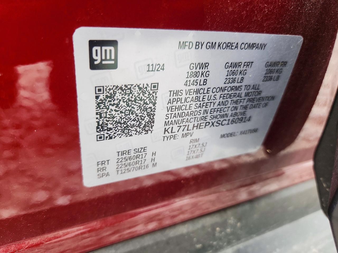 2025 Chevrolet Trax 1lt Red vin: KL77LHEPXSC160914