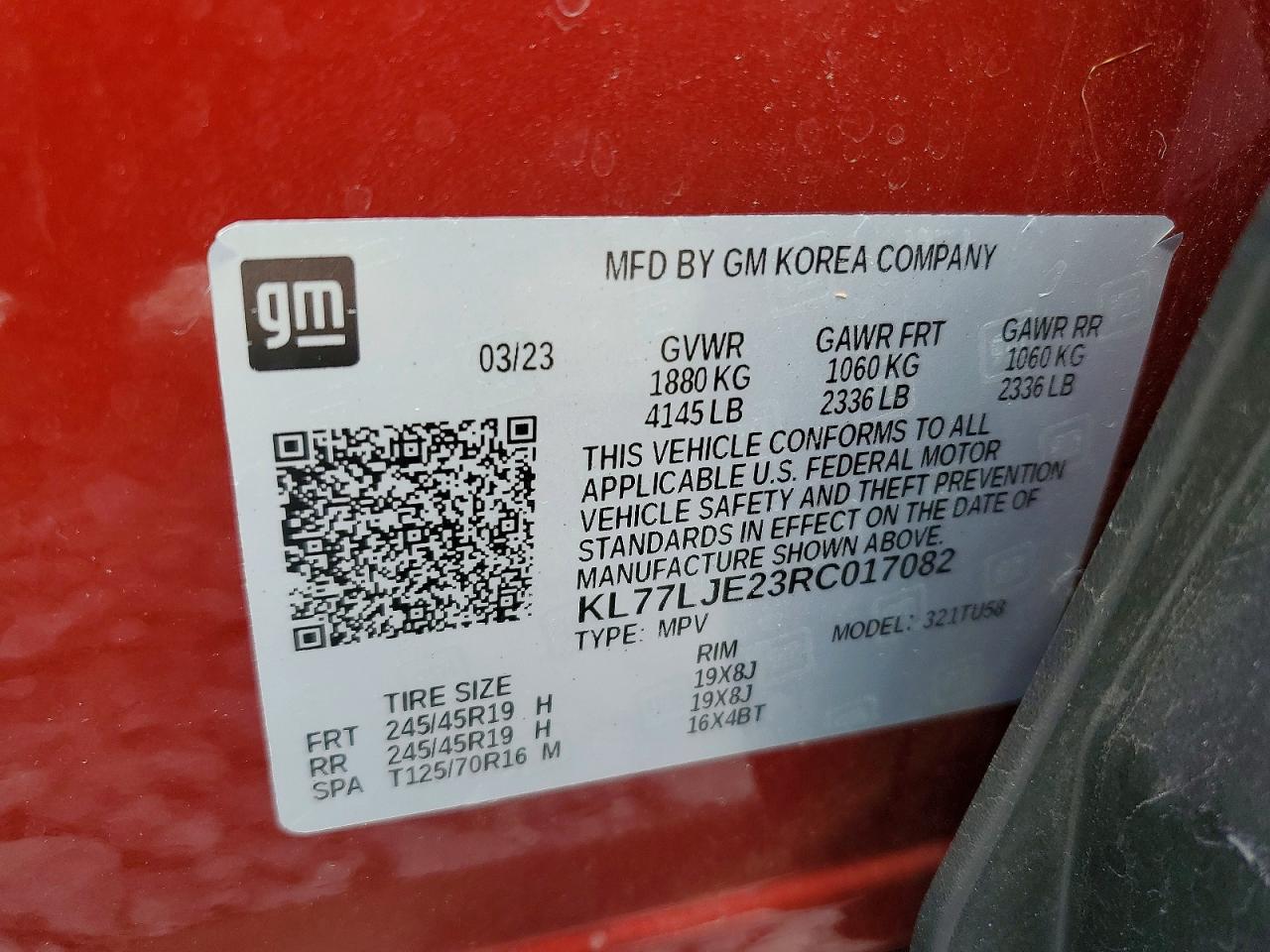 2024 Chevrolet Trax 2rs Red vin: KL77LJE23RC017082