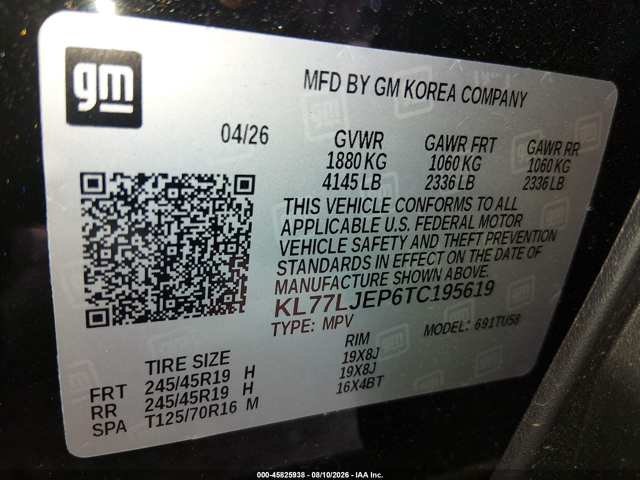2026 Chevrolet Trax Fwd 2rs Black vin: KL77LJEP6TC195619