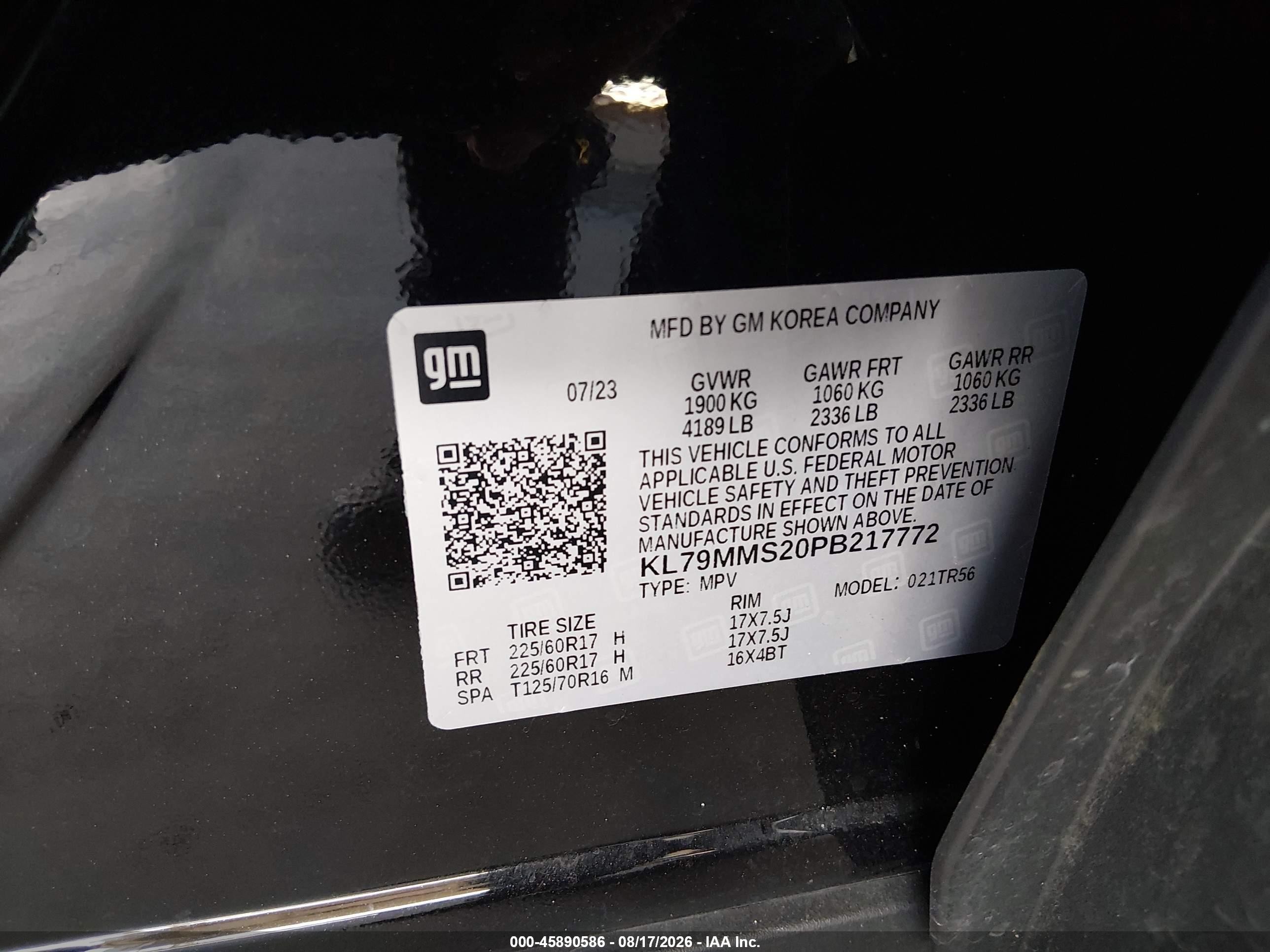 2023 Chevrolet Trailblazer Fwd Ls Черный vin: KL79MMS20PB217772