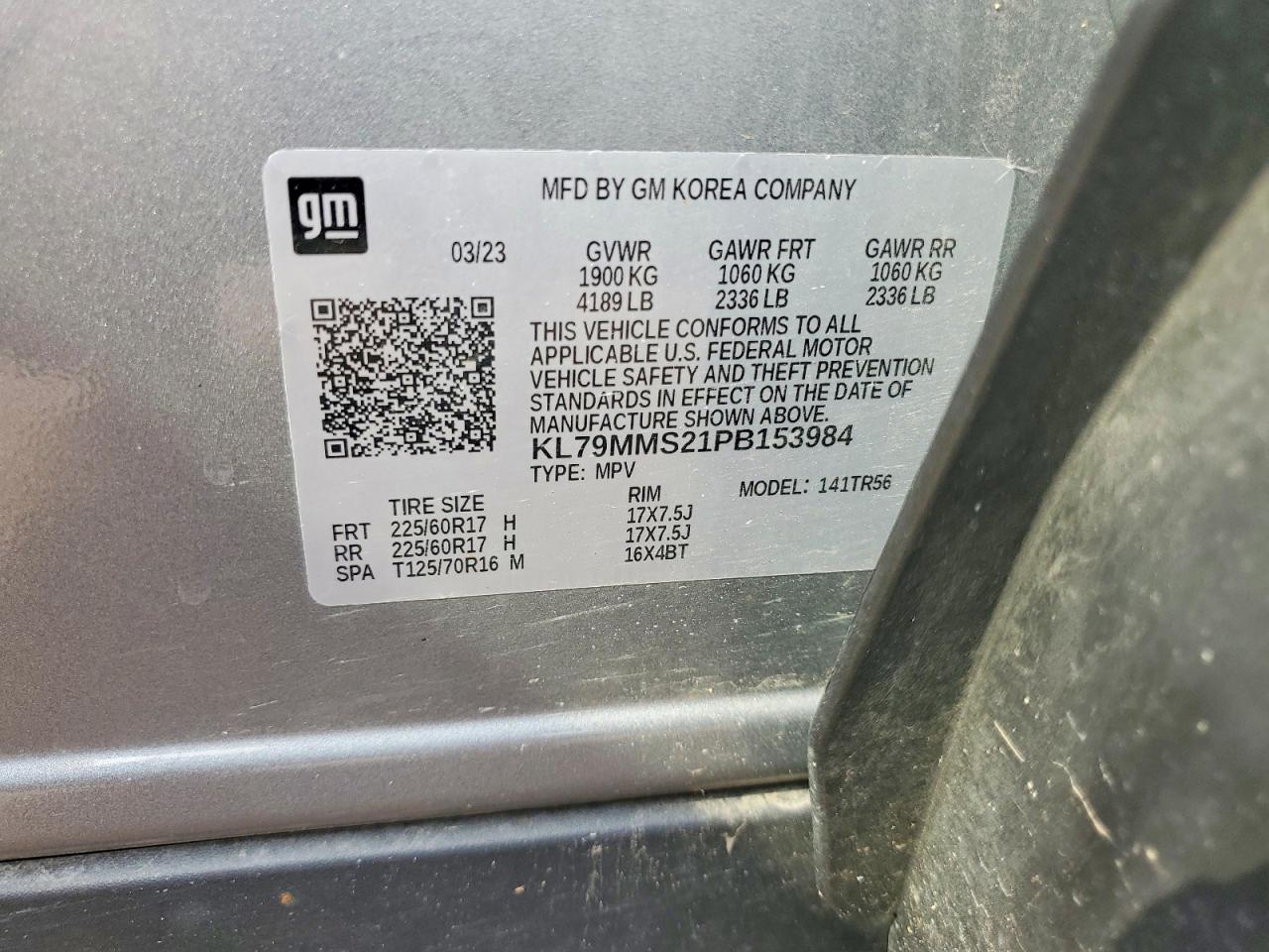 2023 Chevrolet Trailblazer Ls Gray vin: KL79MMS21PB153984