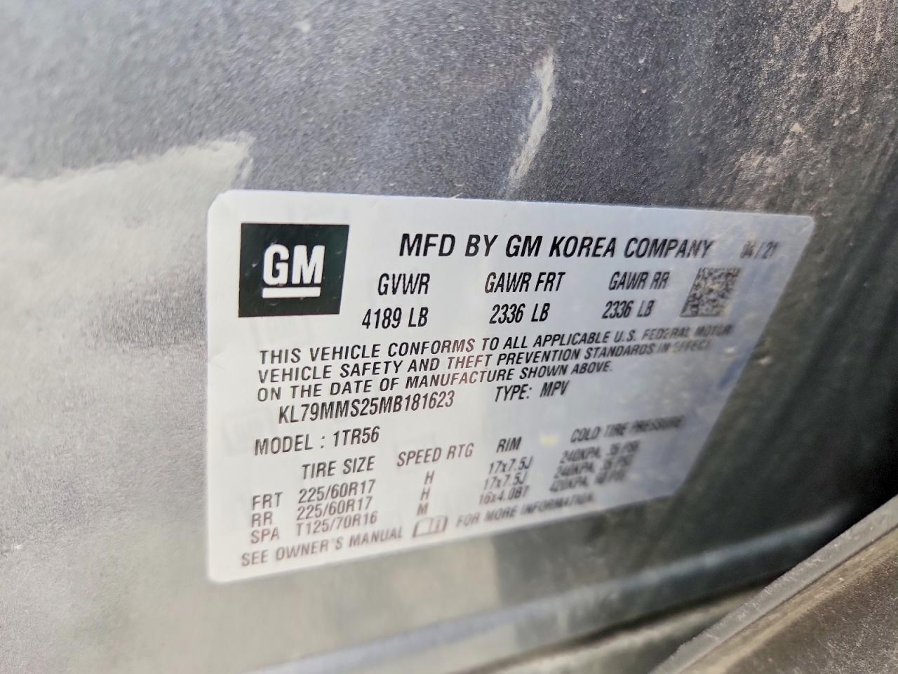 2021 Chevrolet Trailblazer Ls Gray vin: KL79MMS25MB181623