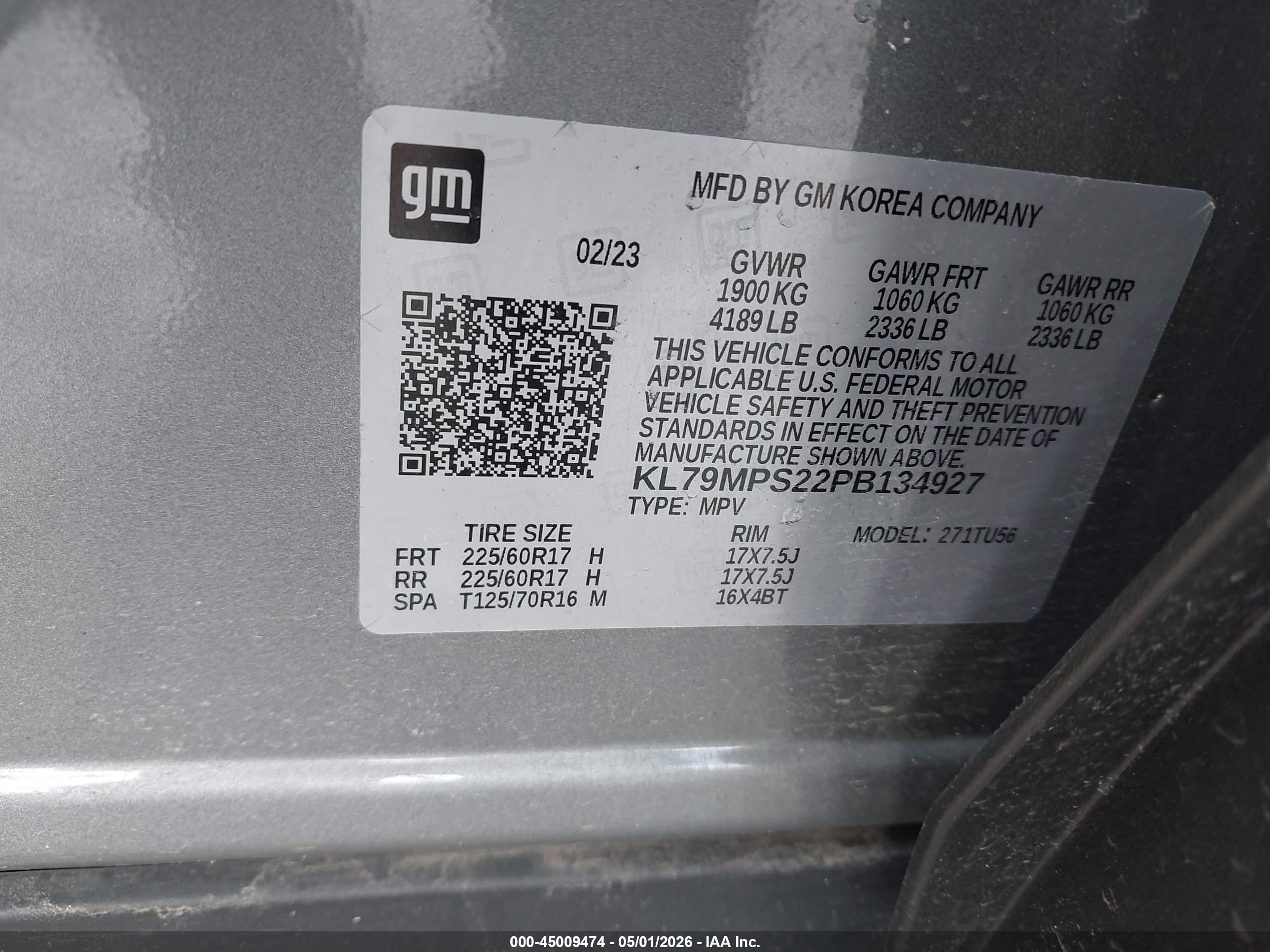 2023 Chevrolet Trailblazer Fwd Lt Серый vin: KL79MPS22PB134927