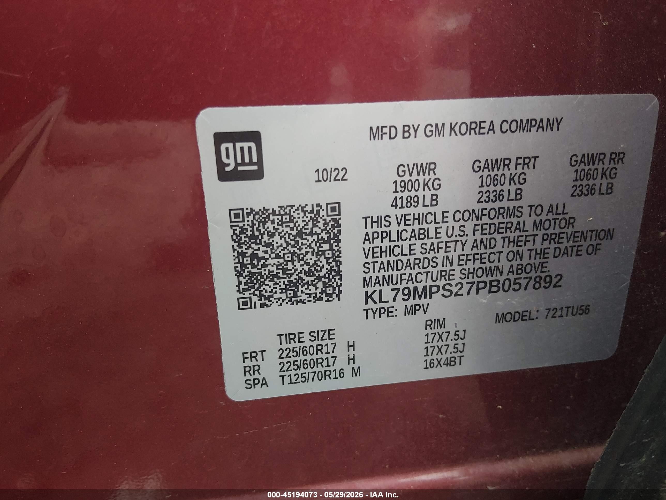 2023 Chevrolet Trailblazer Fwd Lt Red vin: KL79MPS27PB057892