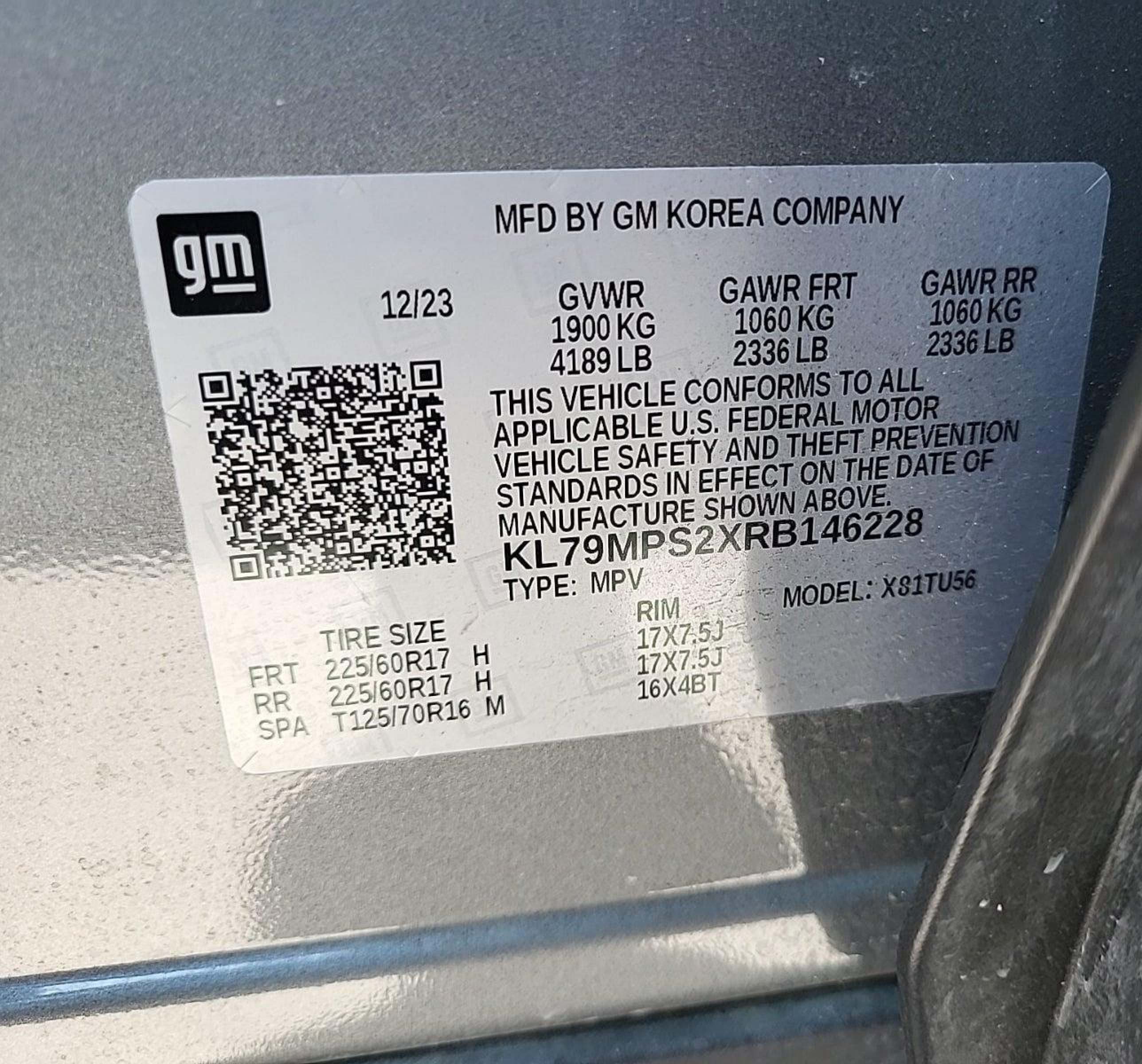 2024 Chevrolet Trailblazer Fwd Lt vin: KL79MPS2XRB146228