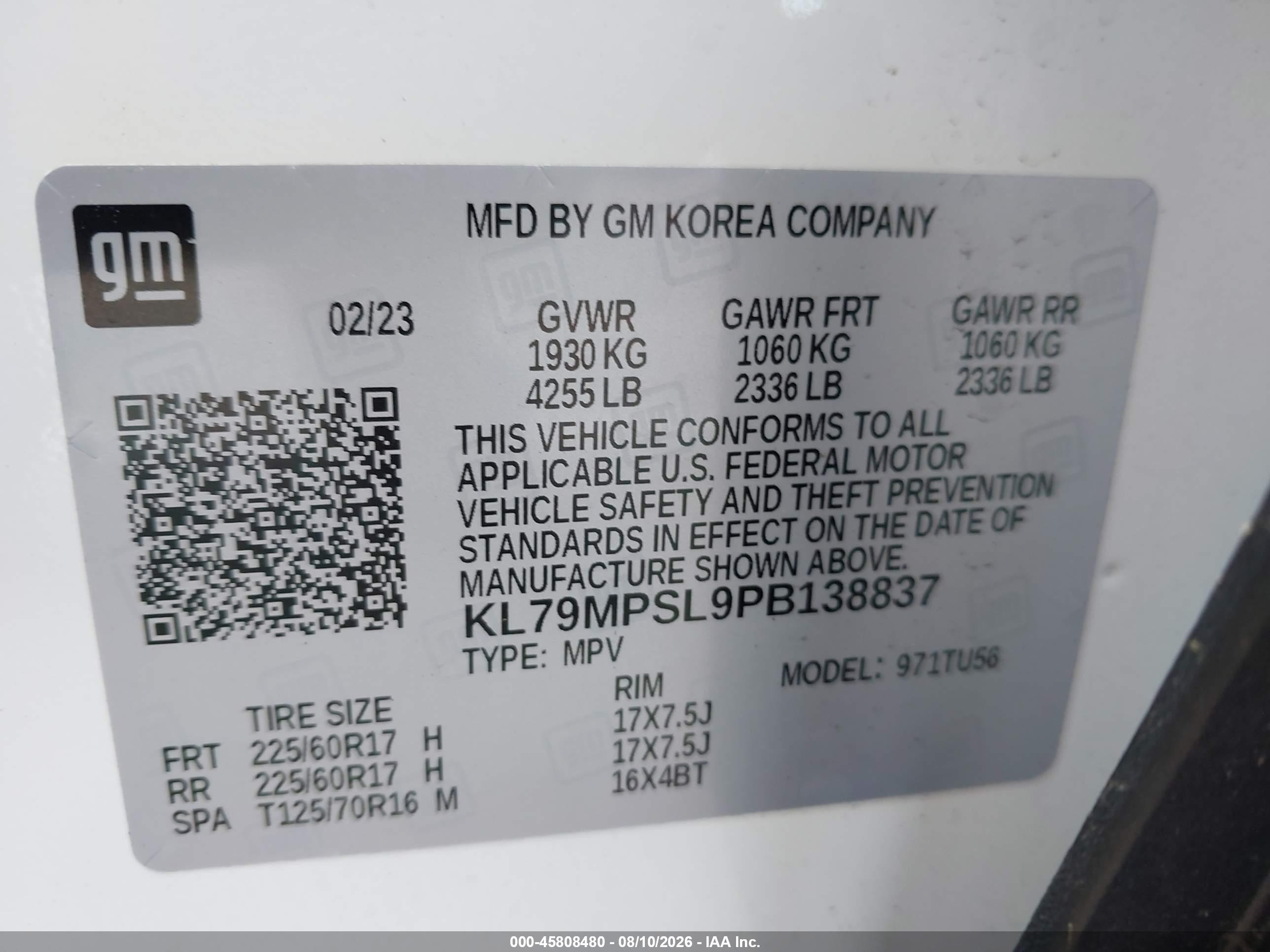 2023 Chevrolet Trailblazer Fwd Lt White vin: KL79MPSL9PB138837
