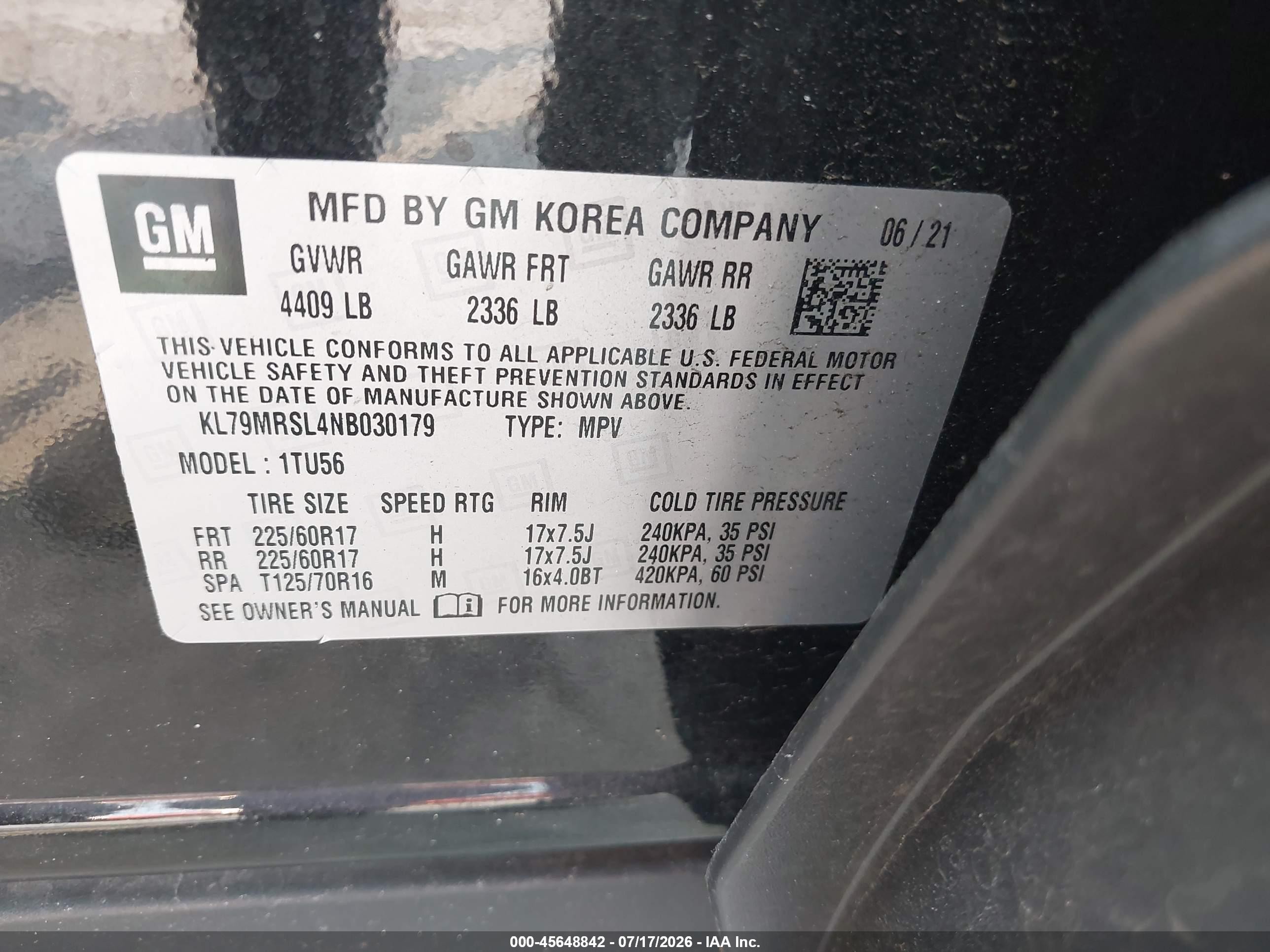 2022 Chevrolet Trailblazer Awd Lt Black vin: KL79MRSL4NB030179