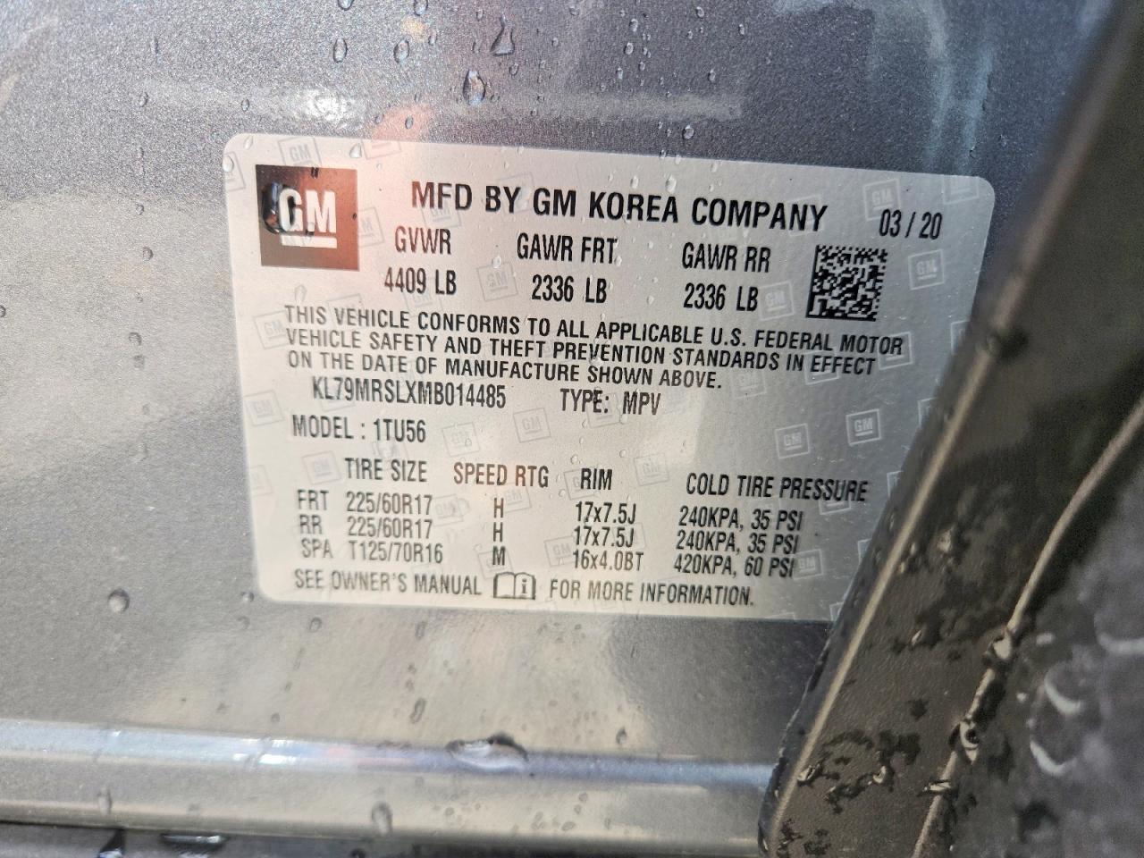 2021 Chevrolet Trailblazer Lt Silver vin: KL79MRSLXMB014485