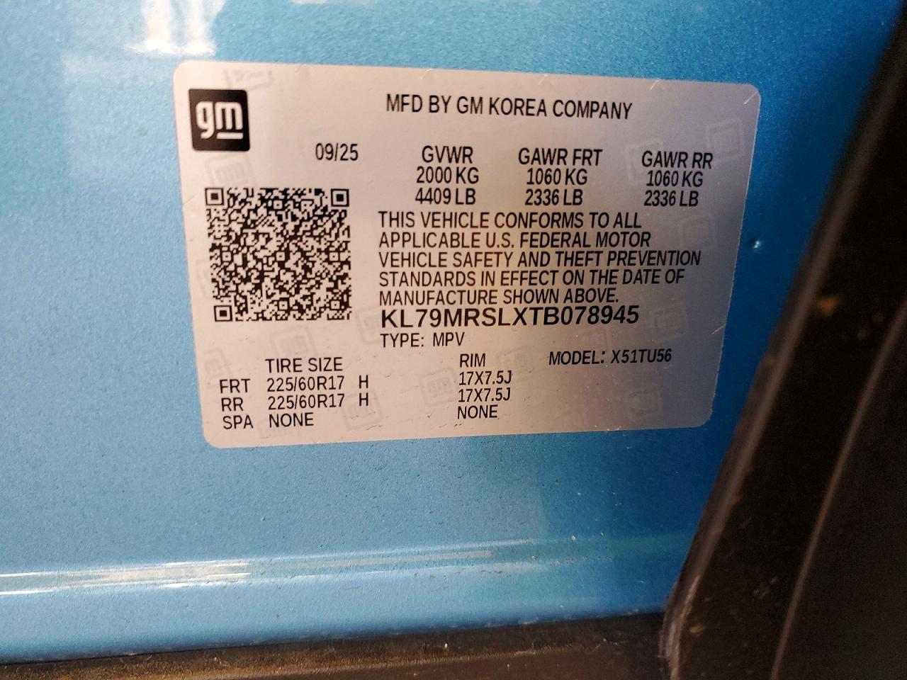 2026 Chevrolet Trailblazer Lt Blue vin: KL79MRSLXTB078945