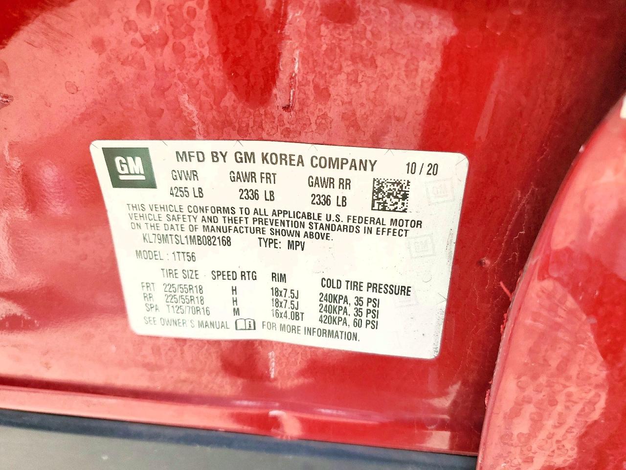 2021 Chevrolet Trailblazer Rs Red vin: KL79MTSL1MB082168