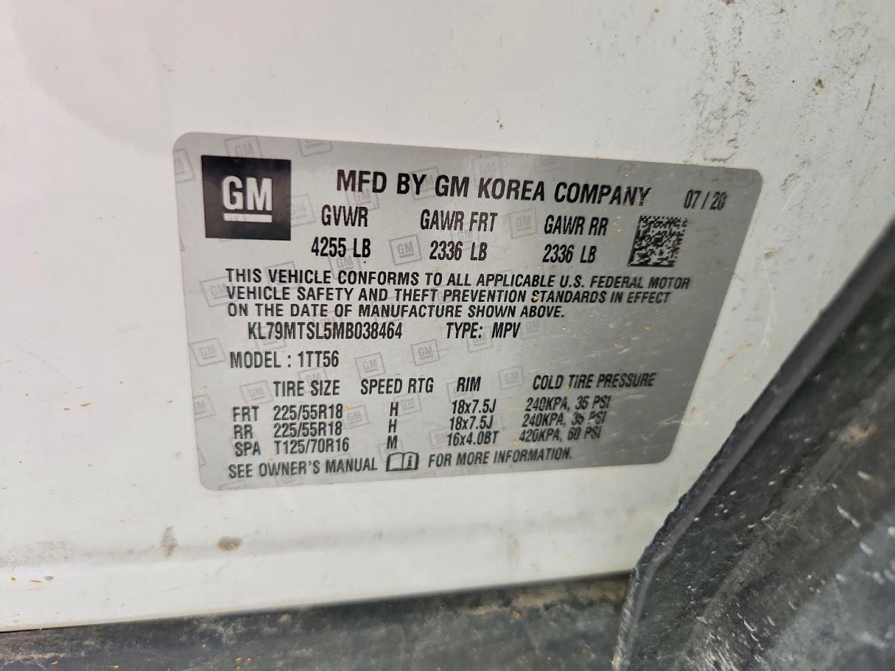 2021 Chevrolet Trailblazer Rs White vin: KL79MTSL5MB038464