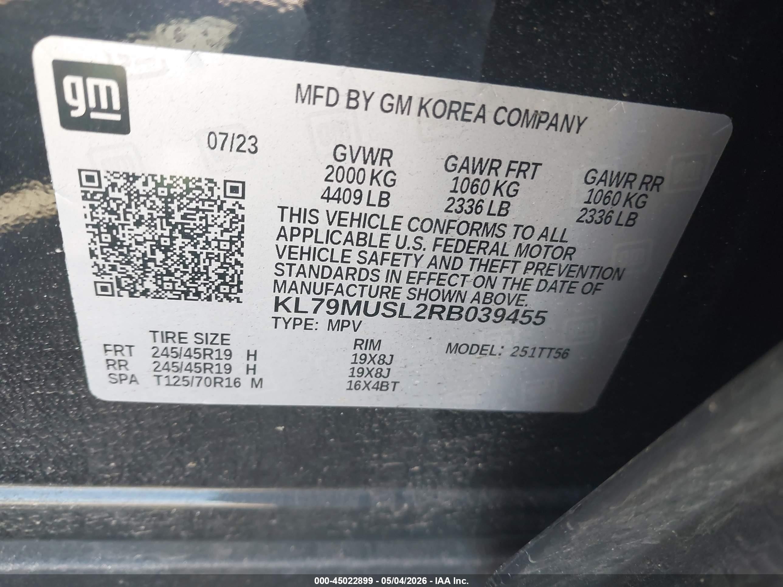 2024 Chevrolet Trailblazer Awd Rs Black vin: KL79MUSL2RB039455