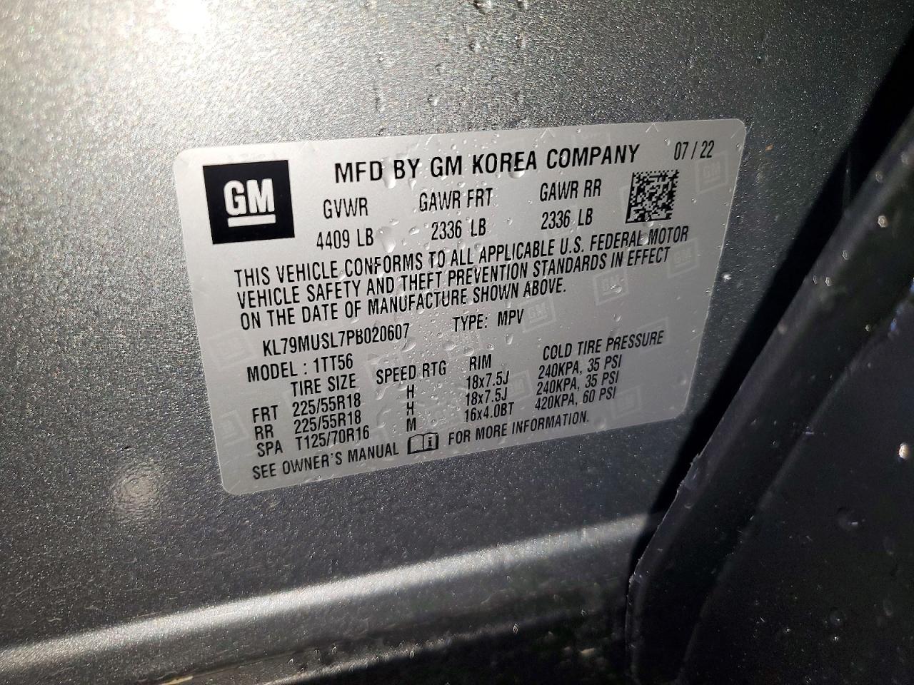 2023 Chevrolet Trailblazer Rs Gray vin: KL79MUSL7PB020607