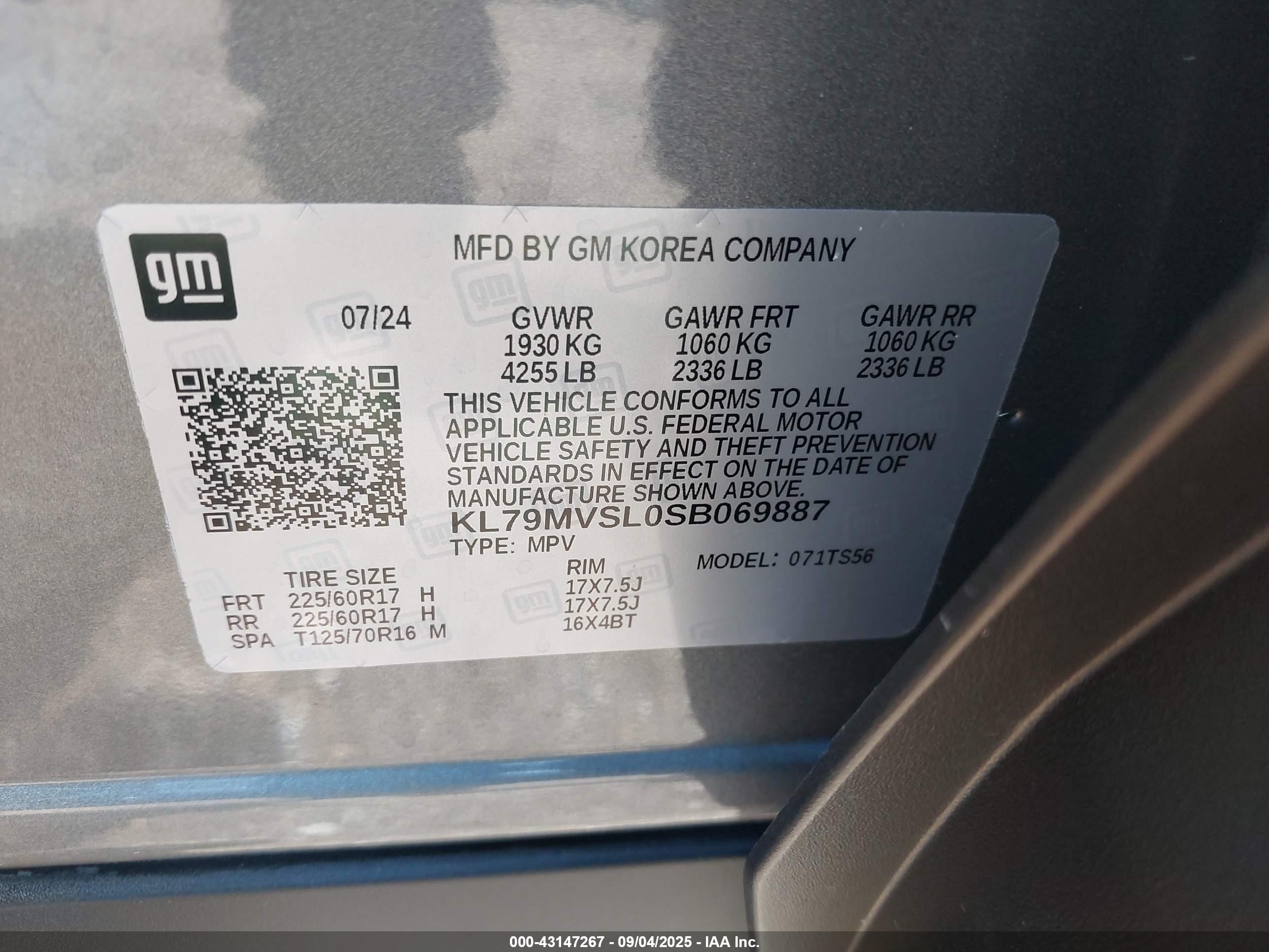 2025 Chevrolet Trailblazer Fwd Activ Gray vin: KL79MVSL0SB069887