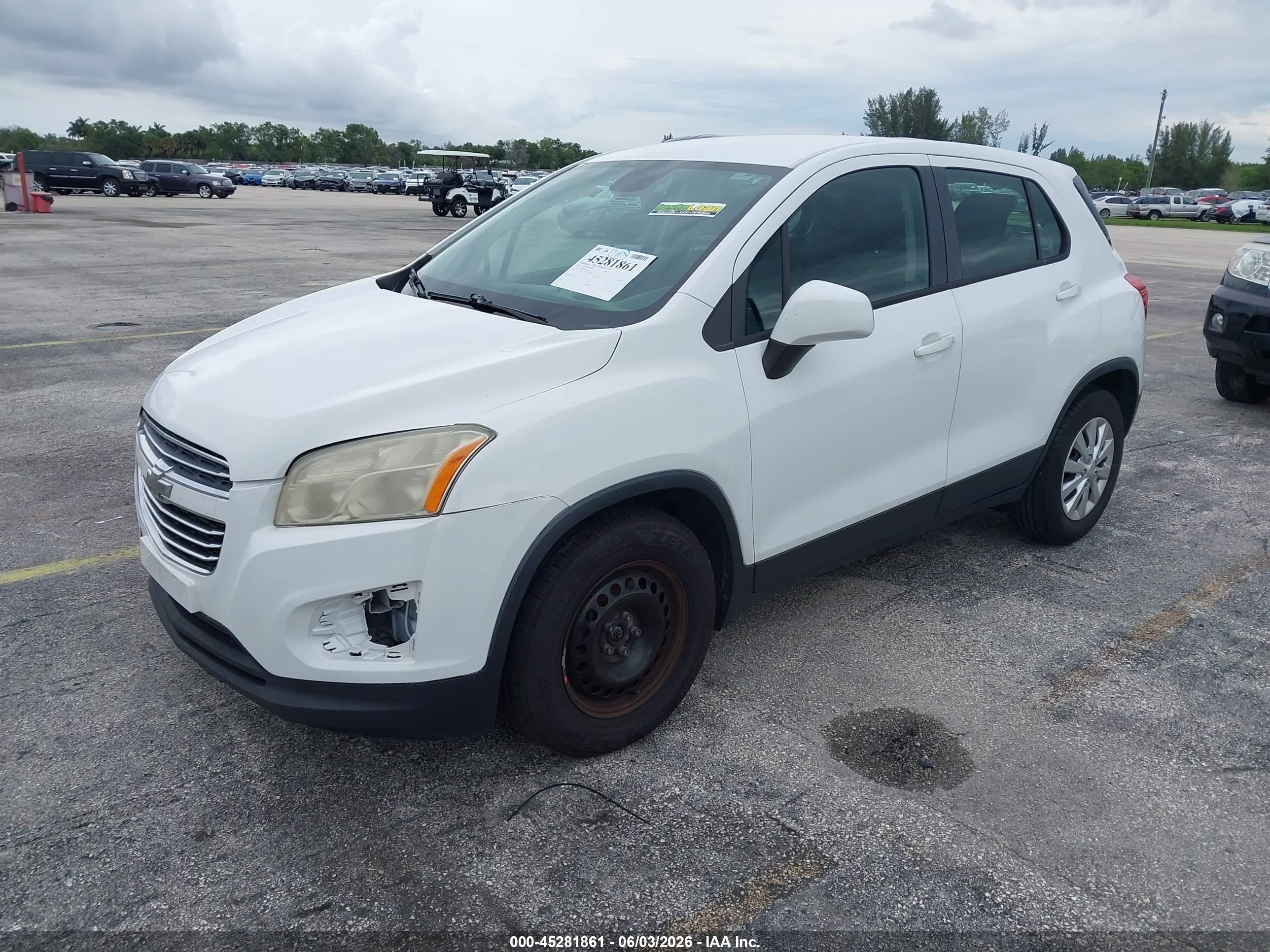 2015 Chevrolet Trax 1ls Белый vin: KL7CJKSB0FB127281