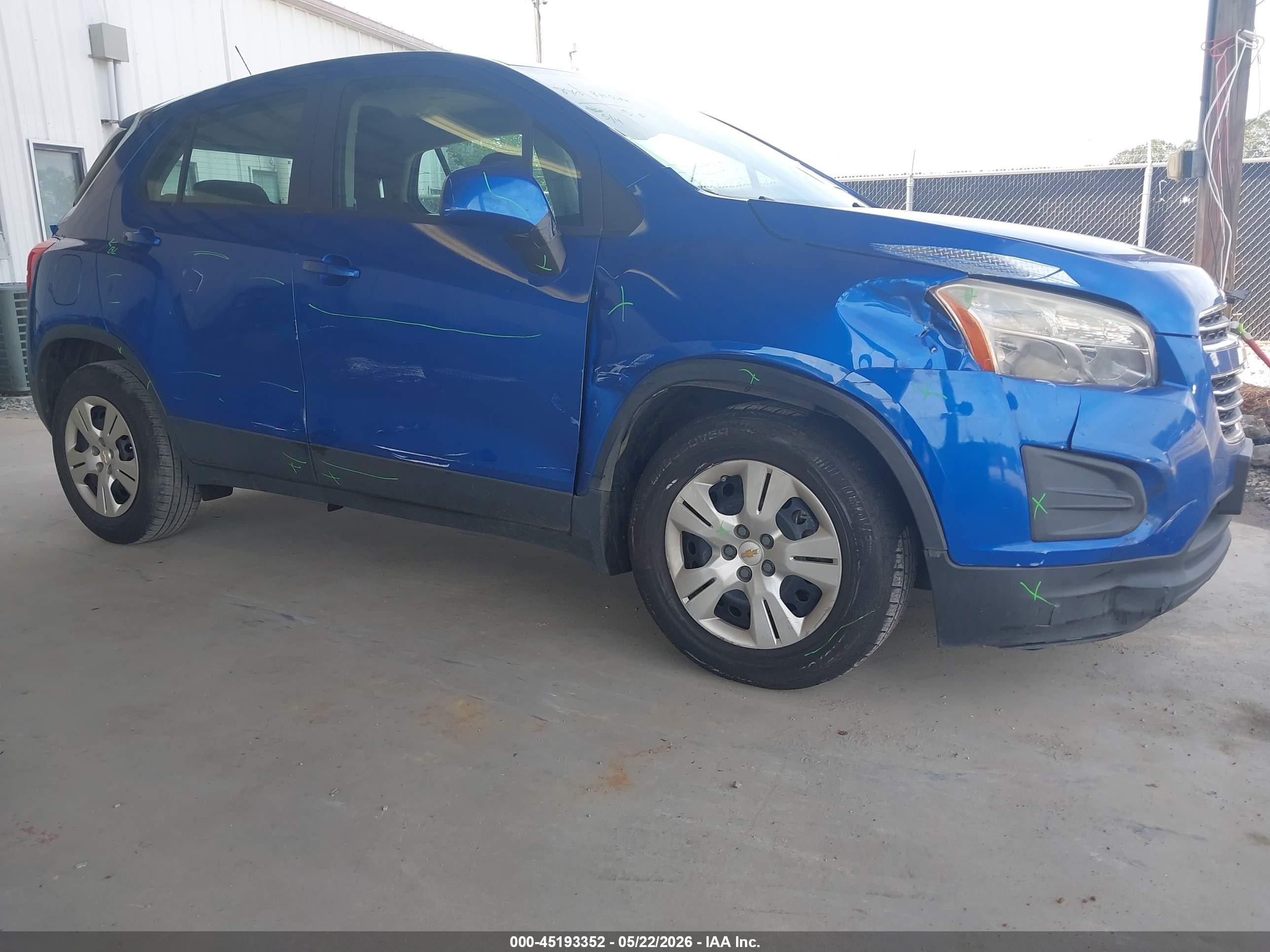 2015 Chevrolet Trax 1ls Blue vin: KL7CJKSB0FB181969