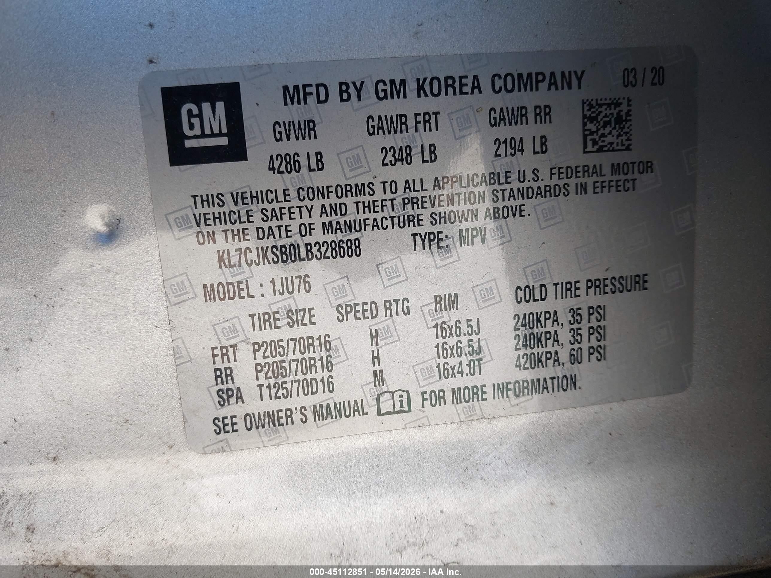 2020 Chevrolet Trax Fwd Ls Серебряный vin: KL7CJKSB0LB328688