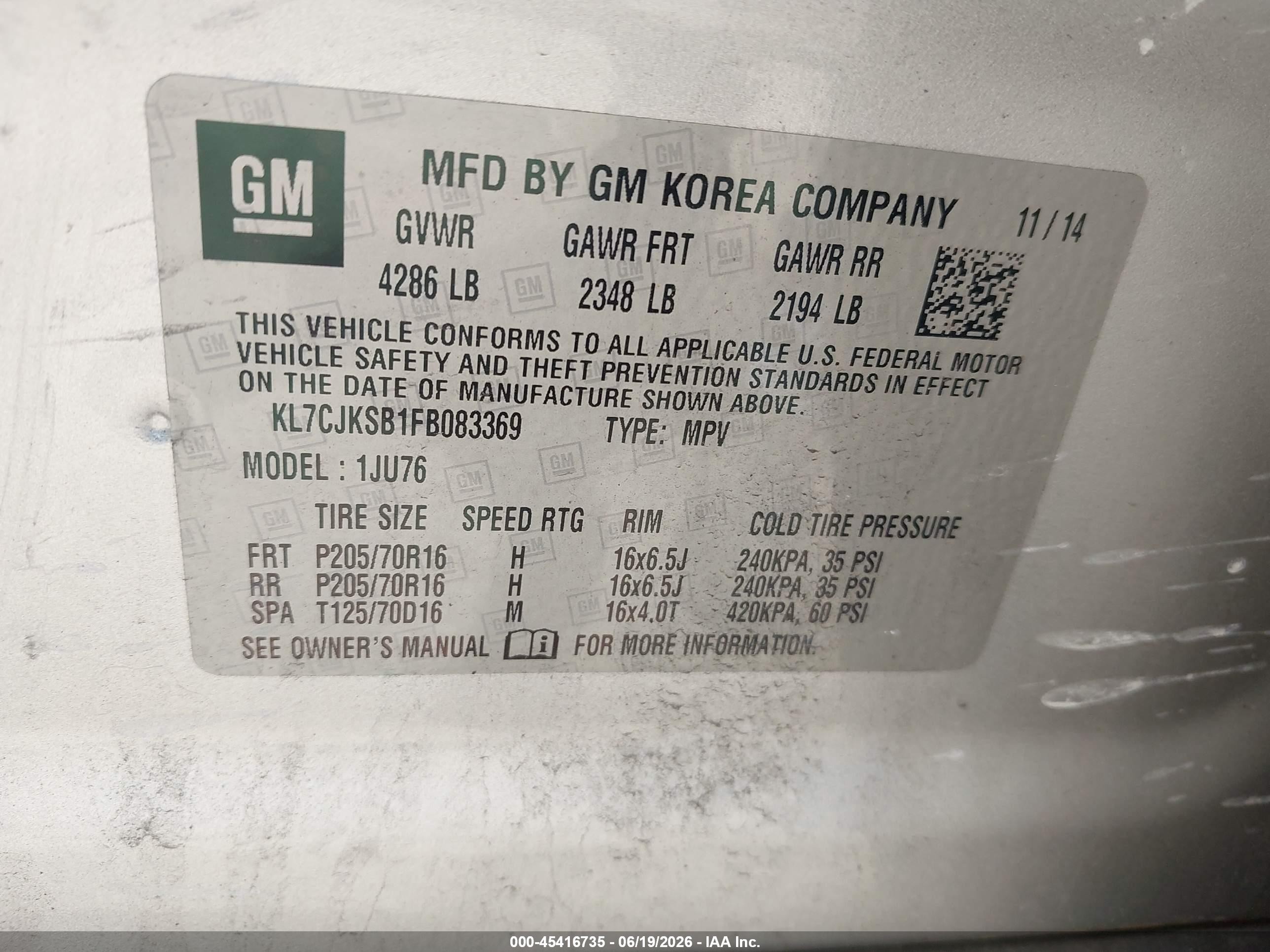 2015 Chevrolet Trax Ls Silver vin: KL7CJKSB1FB083369