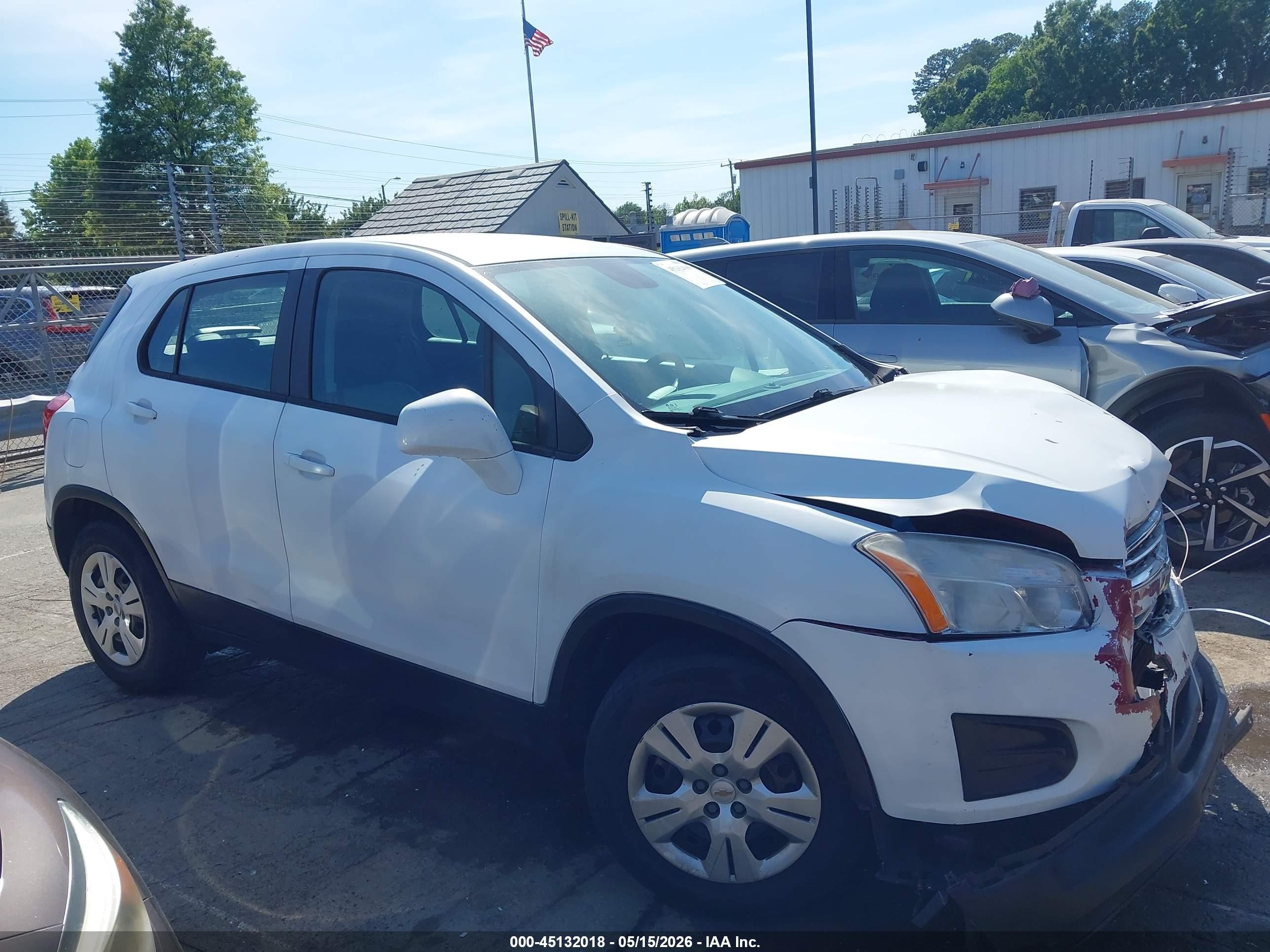 2015 Chevrolet Trax 1ls White vin: KL7CJKSB6FB262233