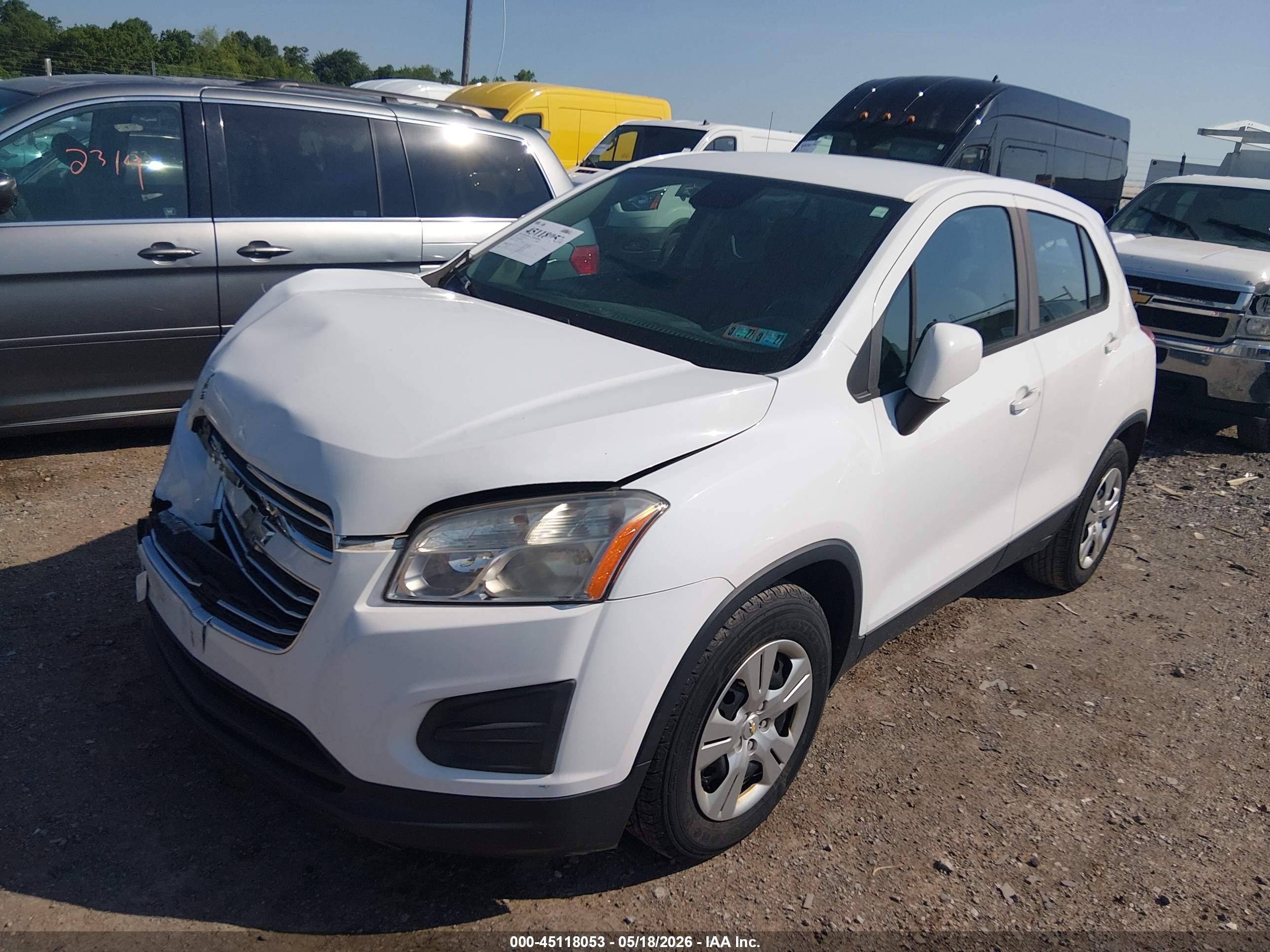 2015 Chevrolet Trax 1ls White vin: KL7CJKSB9FB083121