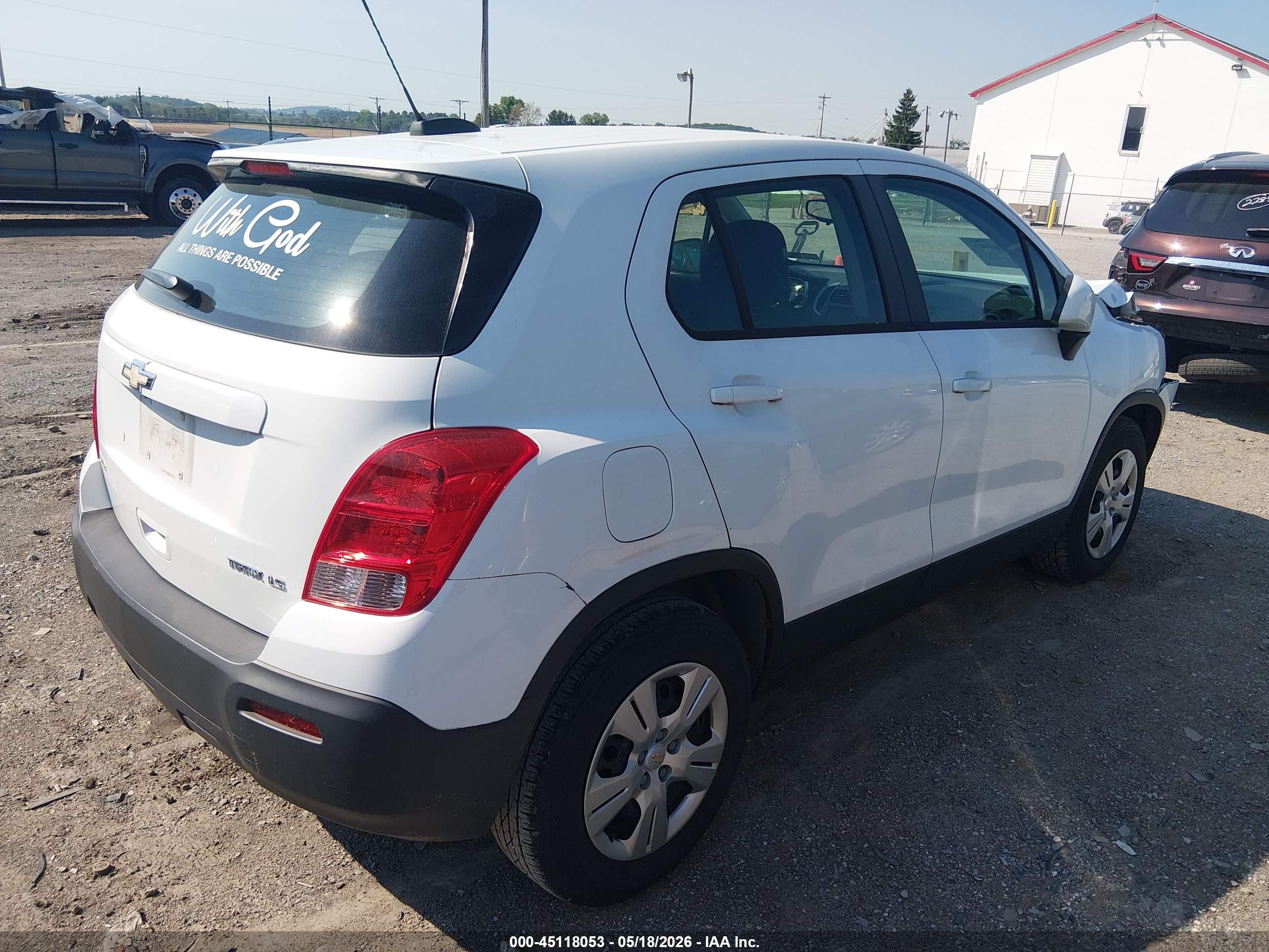 2015 Chevrolet Trax 1ls White vin: KL7CJKSB9FB083121