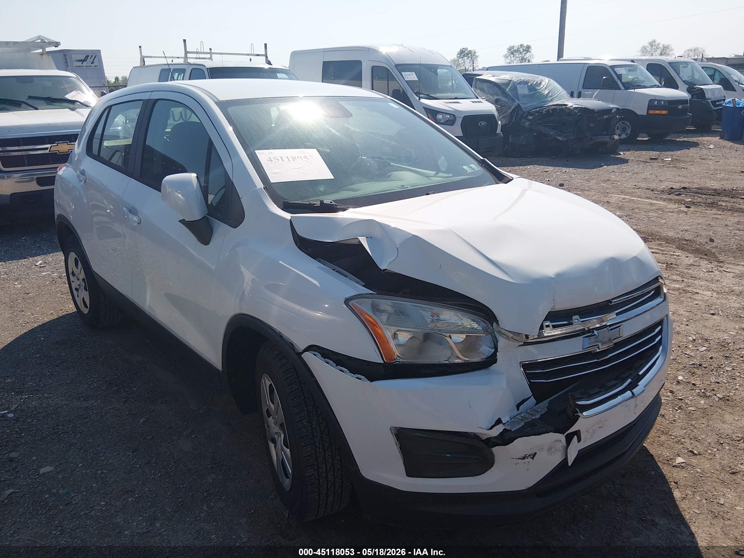 2015 Chevrolet Trax 1ls White vin: KL7CJKSB9FB083121