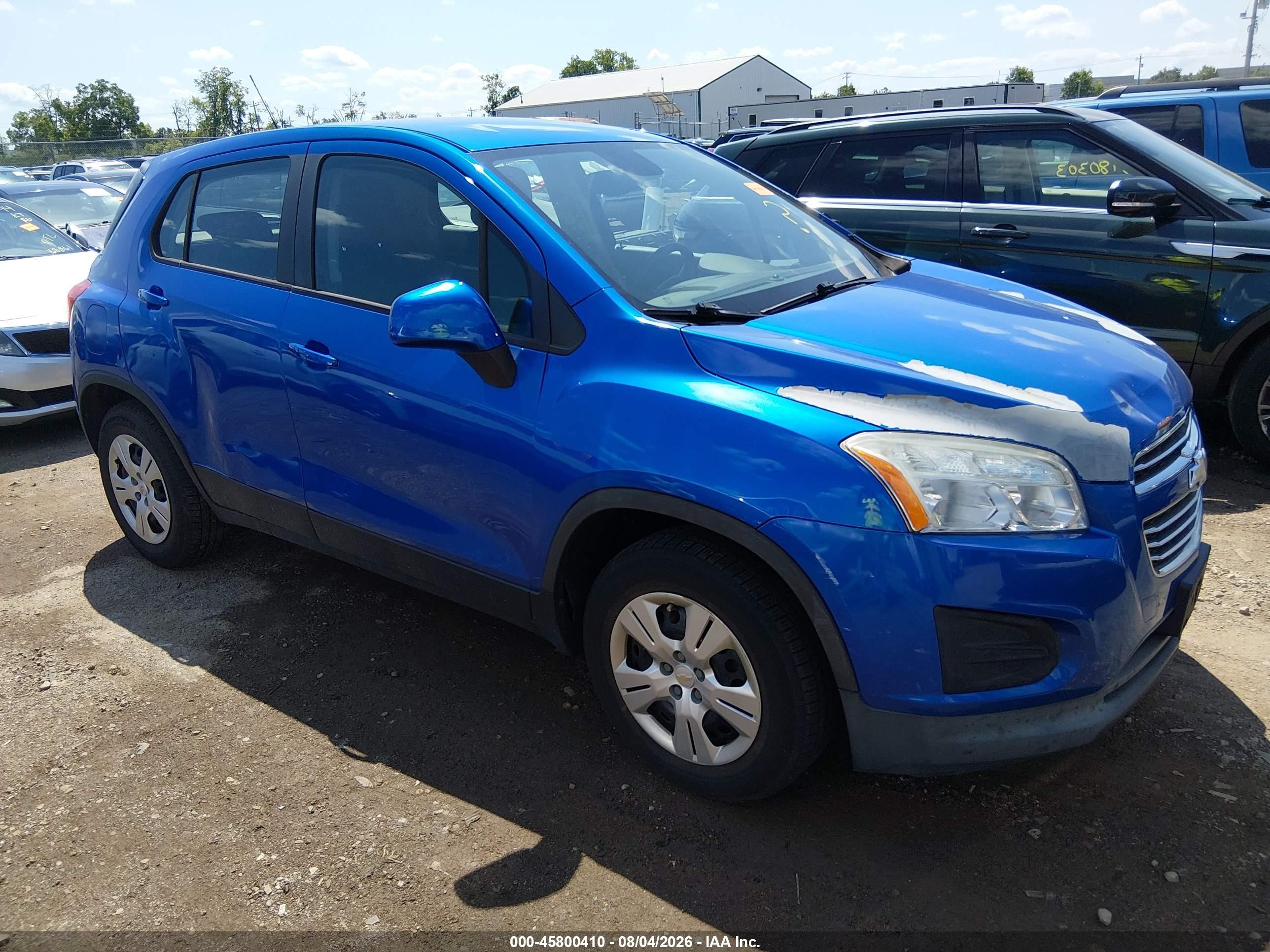 2015 Chevrolet Trax 1ls Blue vin: KL7CJKSB9FB122189