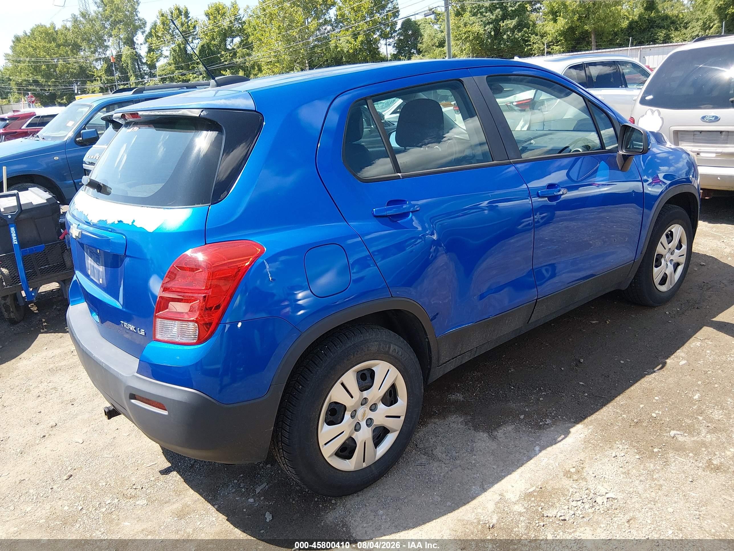 2015 Chevrolet Trax 1ls Blue vin: KL7CJKSB9FB122189