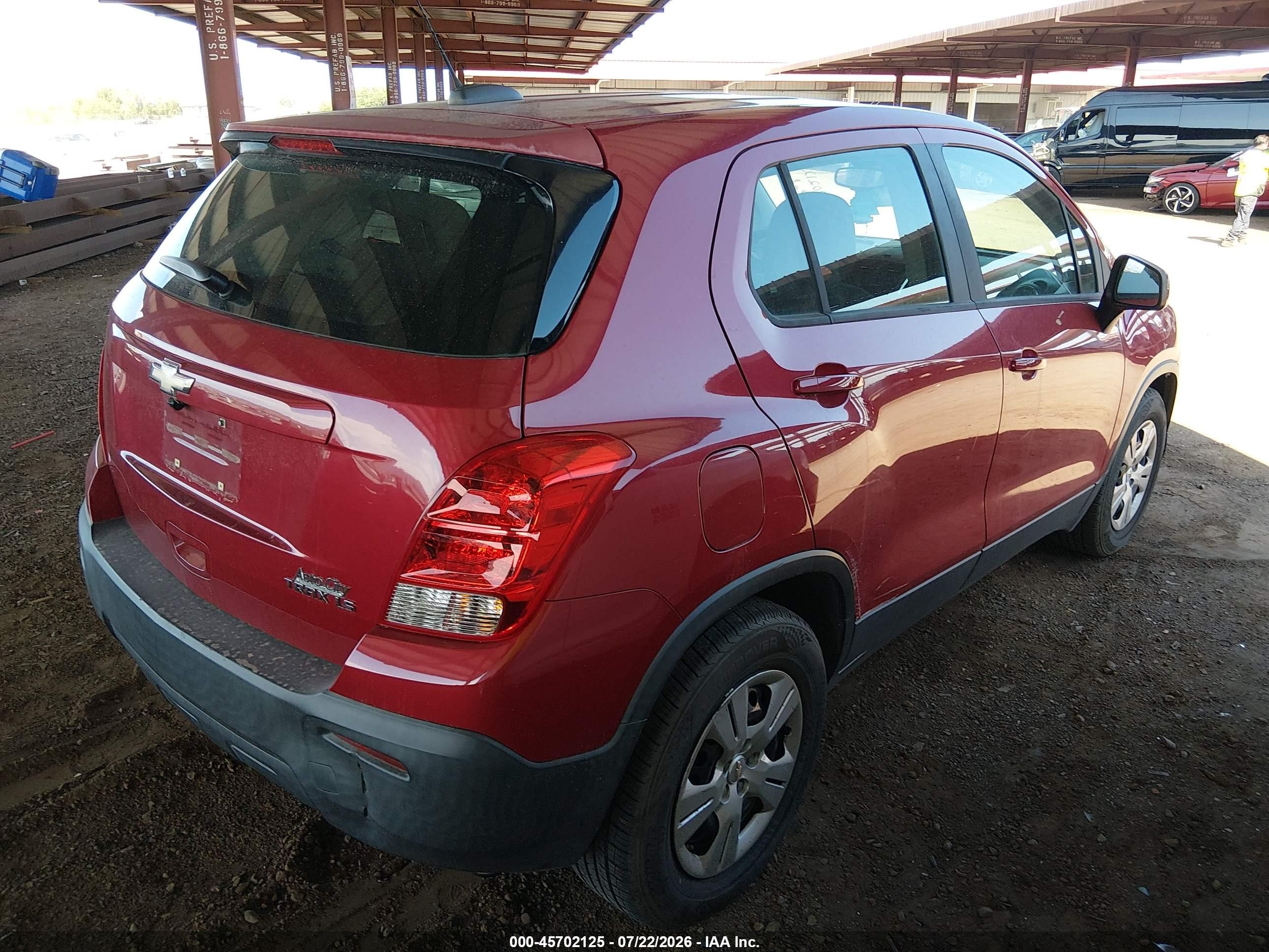 2015 Chevrolet Trax 1ls Red vin: KL7CJKSB9FB212247