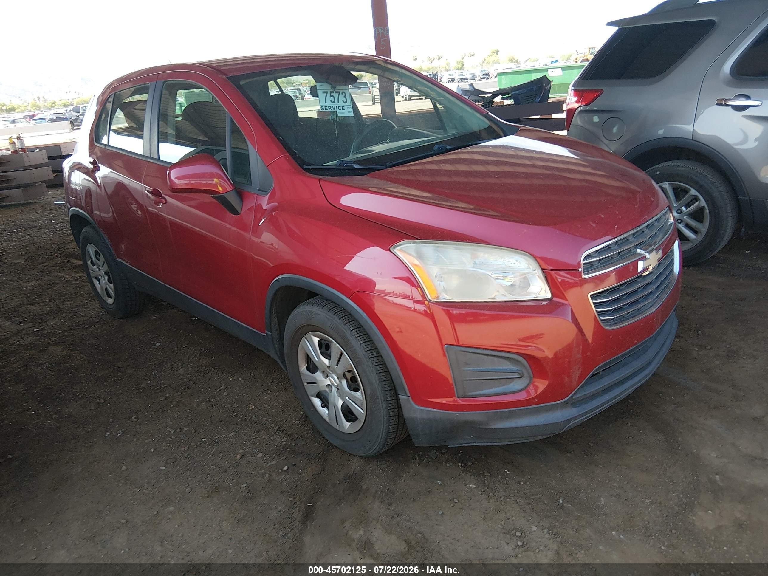2015 Chevrolet Trax 1ls Red vin: KL7CJKSB9FB212247