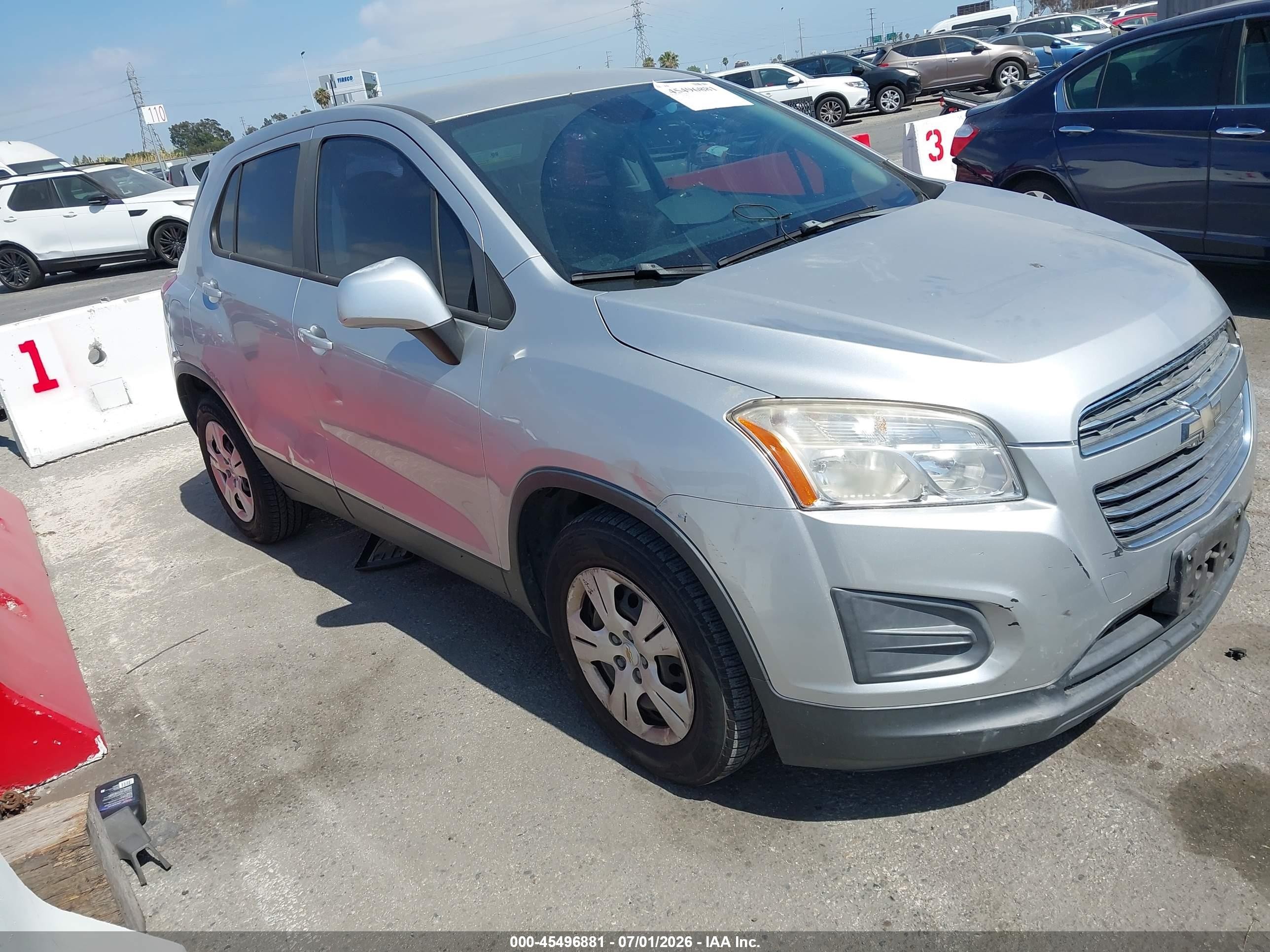 2015 Chevrolet Trax 1ls Серебряный vin: KL7CJKSBXFB207476