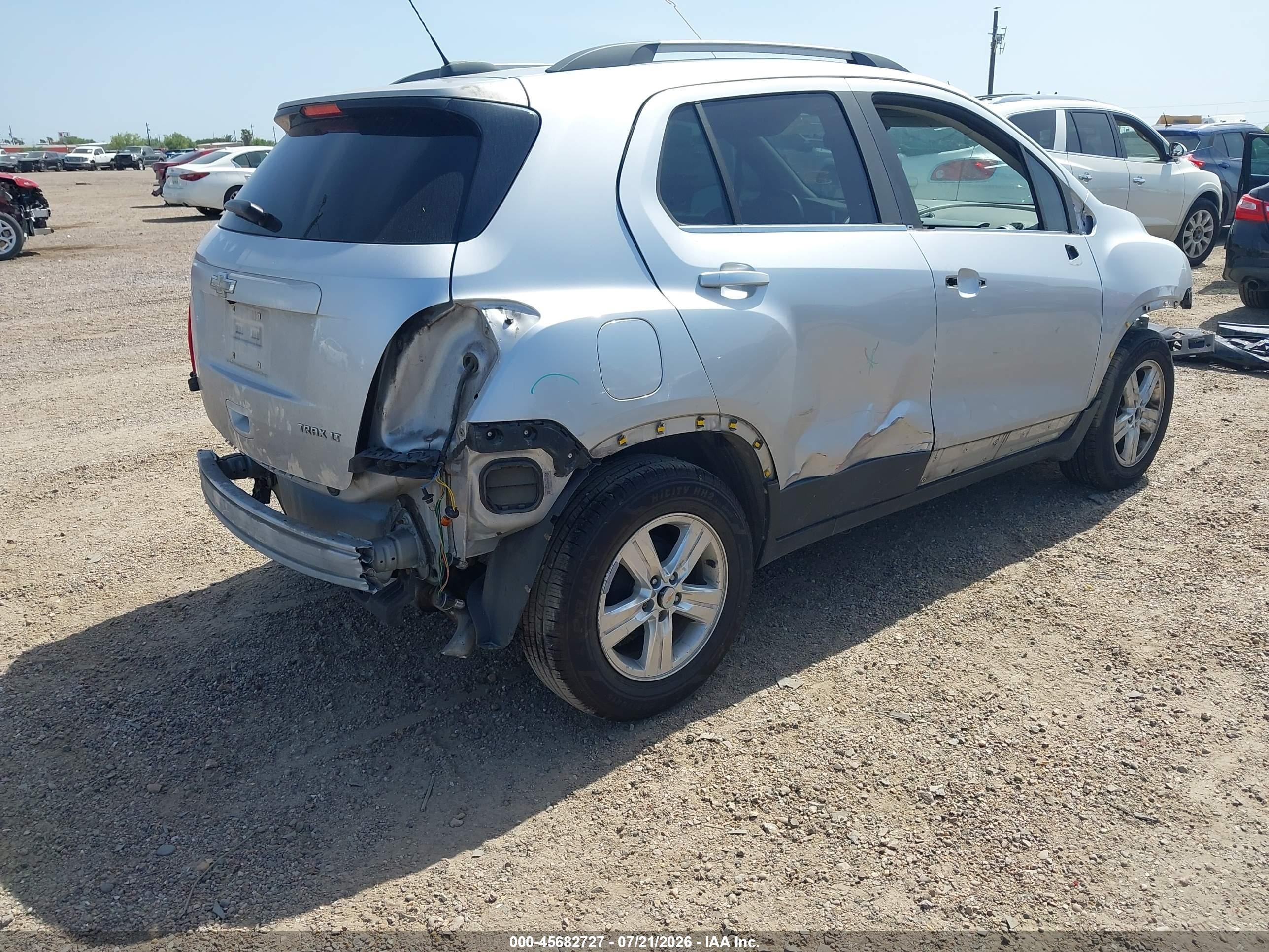 2015 Chevrolet Trax Lt Серебряный vin: KL7CJLSB0FB122328