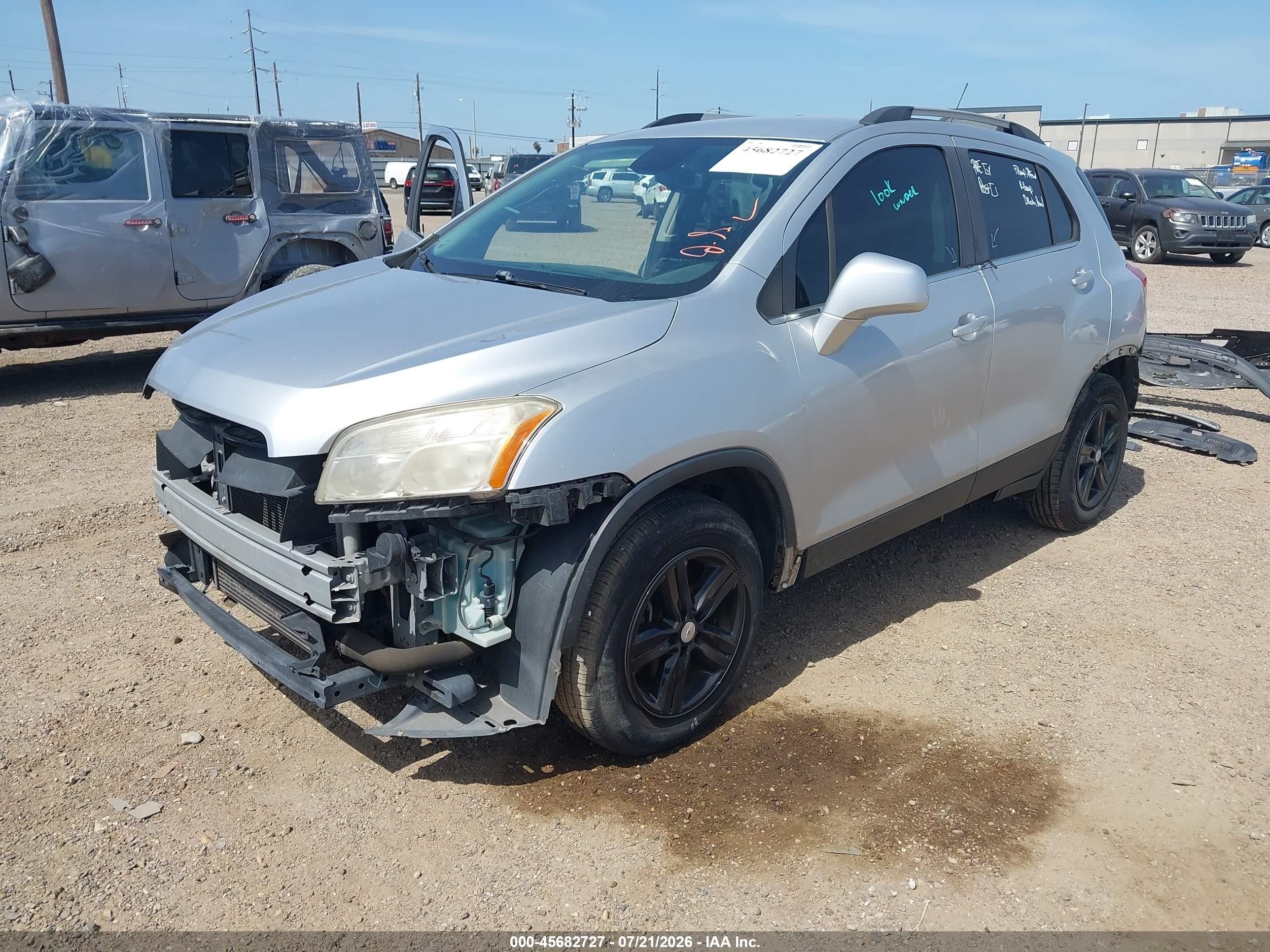 2015 Chevrolet Trax Lt Серебряный vin: KL7CJLSB0FB122328