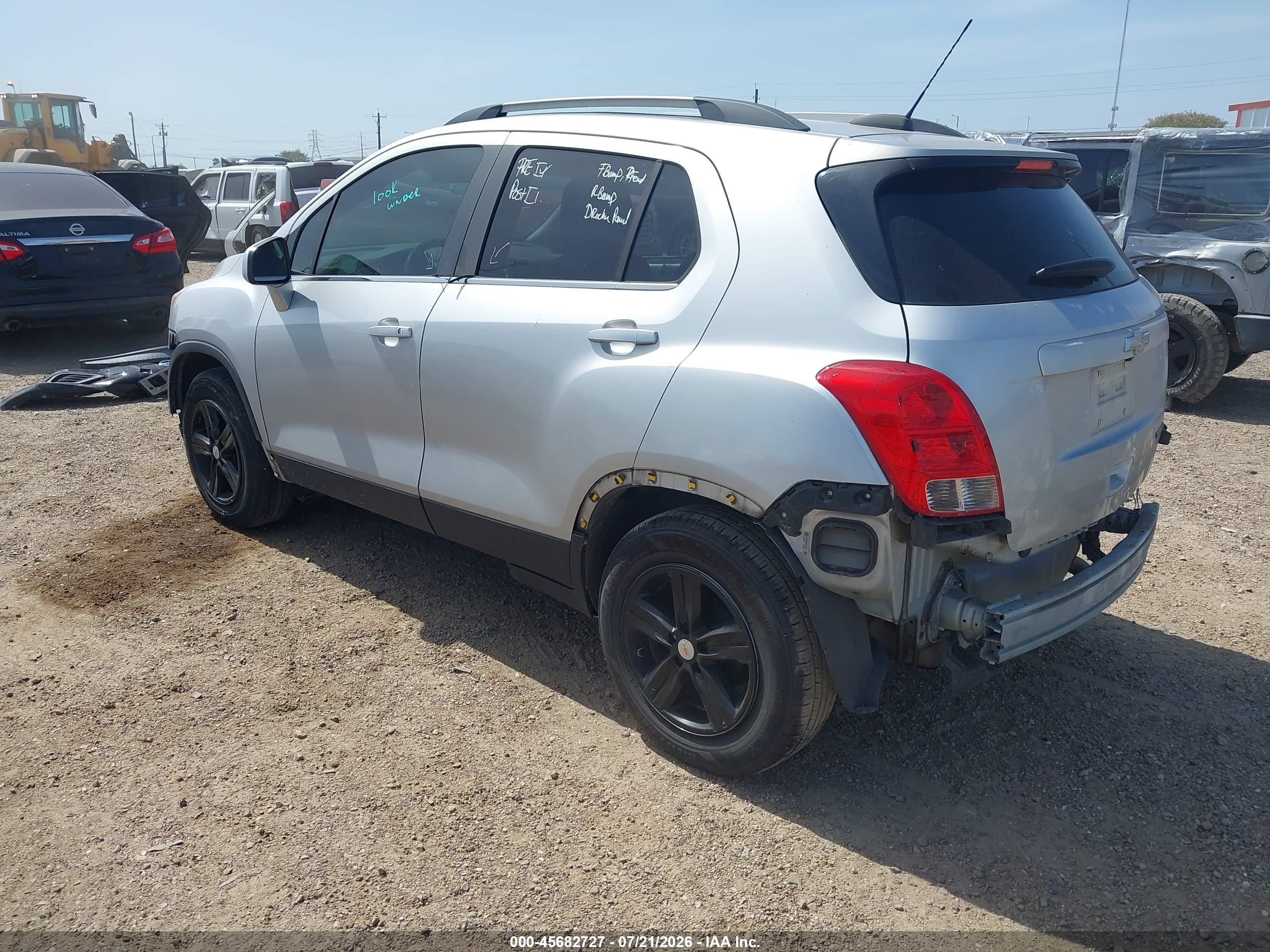 2015 Chevrolet Trax Lt Серебряный vin: KL7CJLSB0FB122328