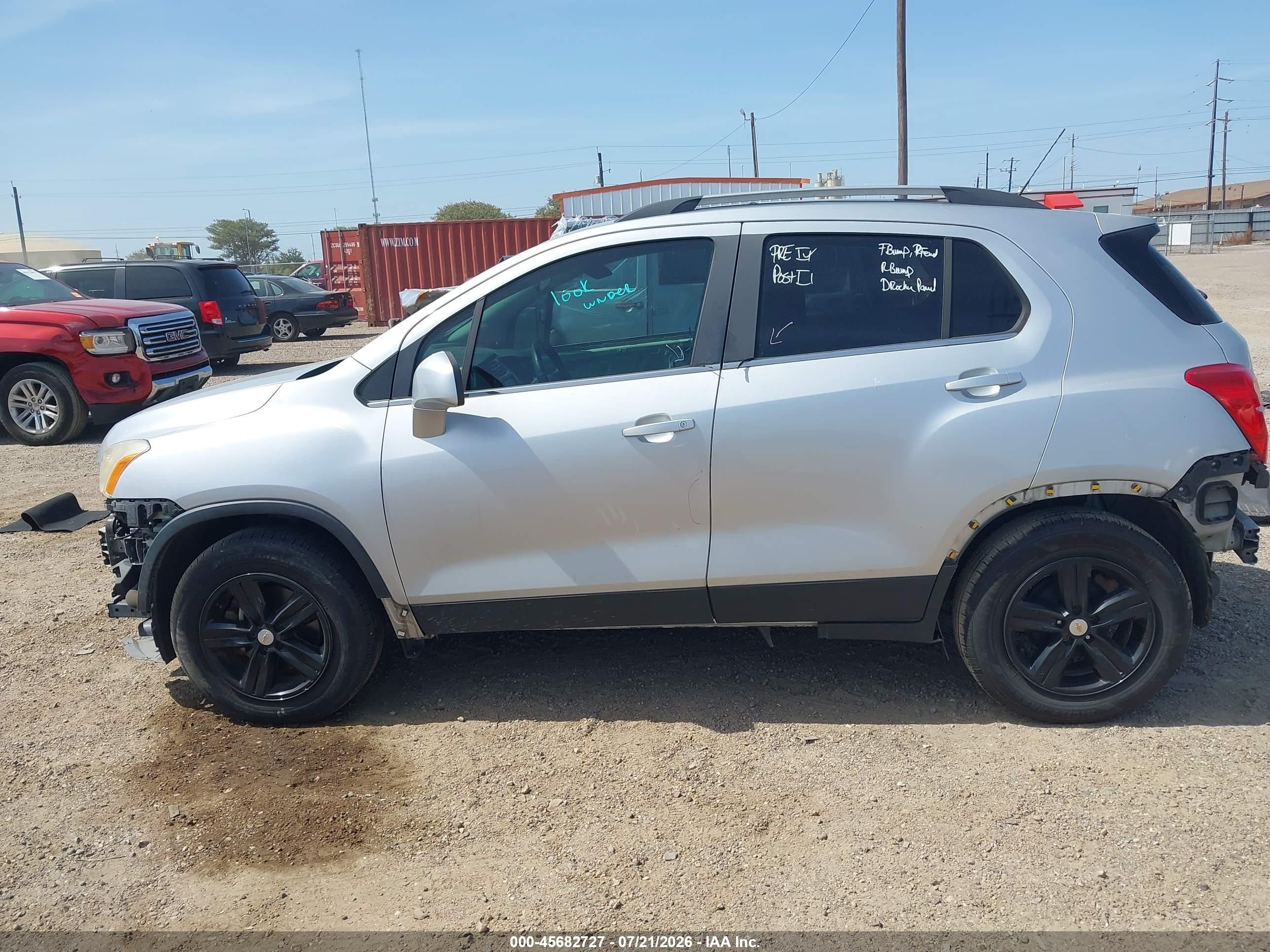 2015 Chevrolet Trax Lt Серебряный vin: KL7CJLSB0FB122328