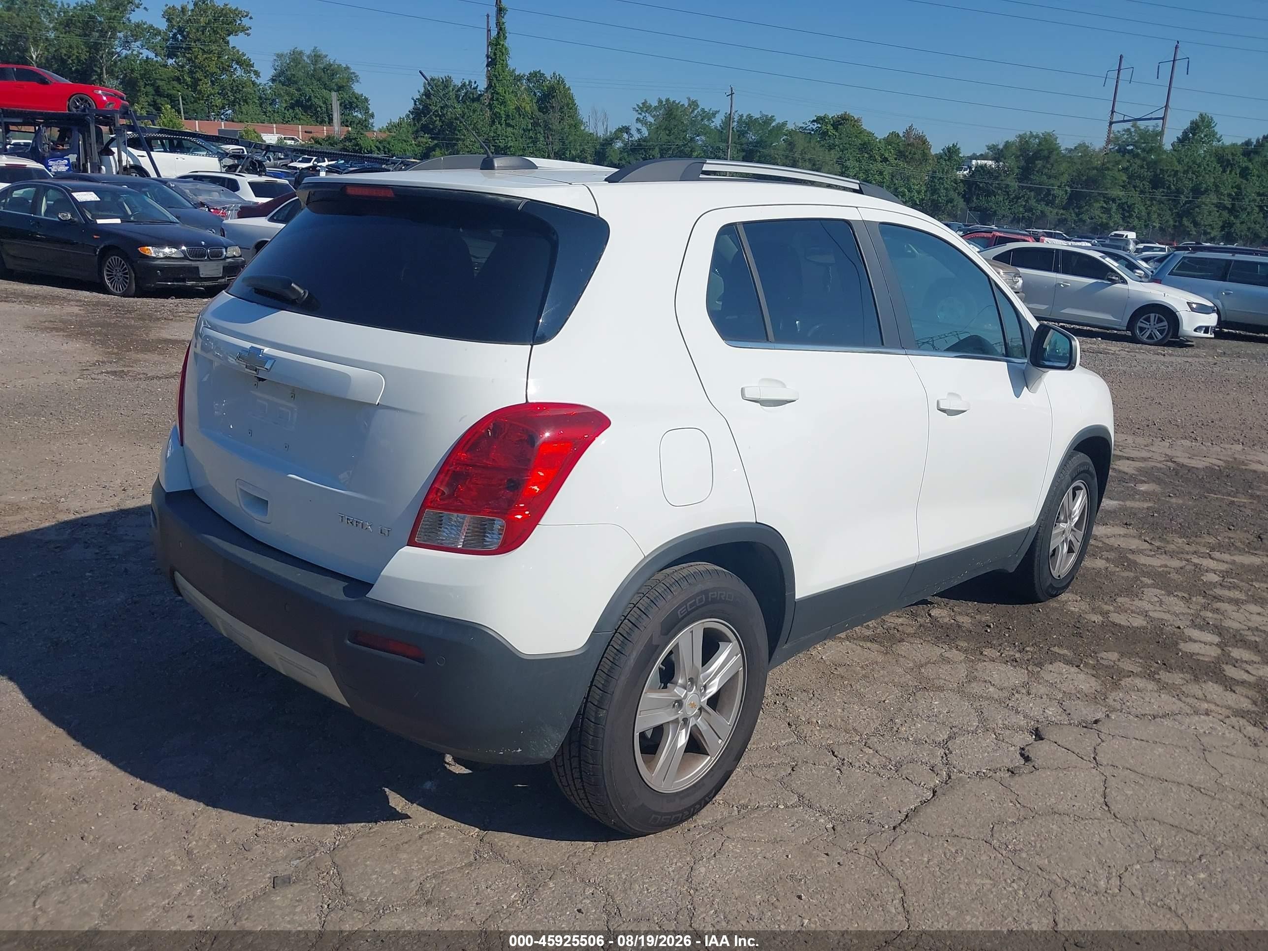 2015 Chevrolet Trax Lt White vin: KL7CJLSB1FB191609