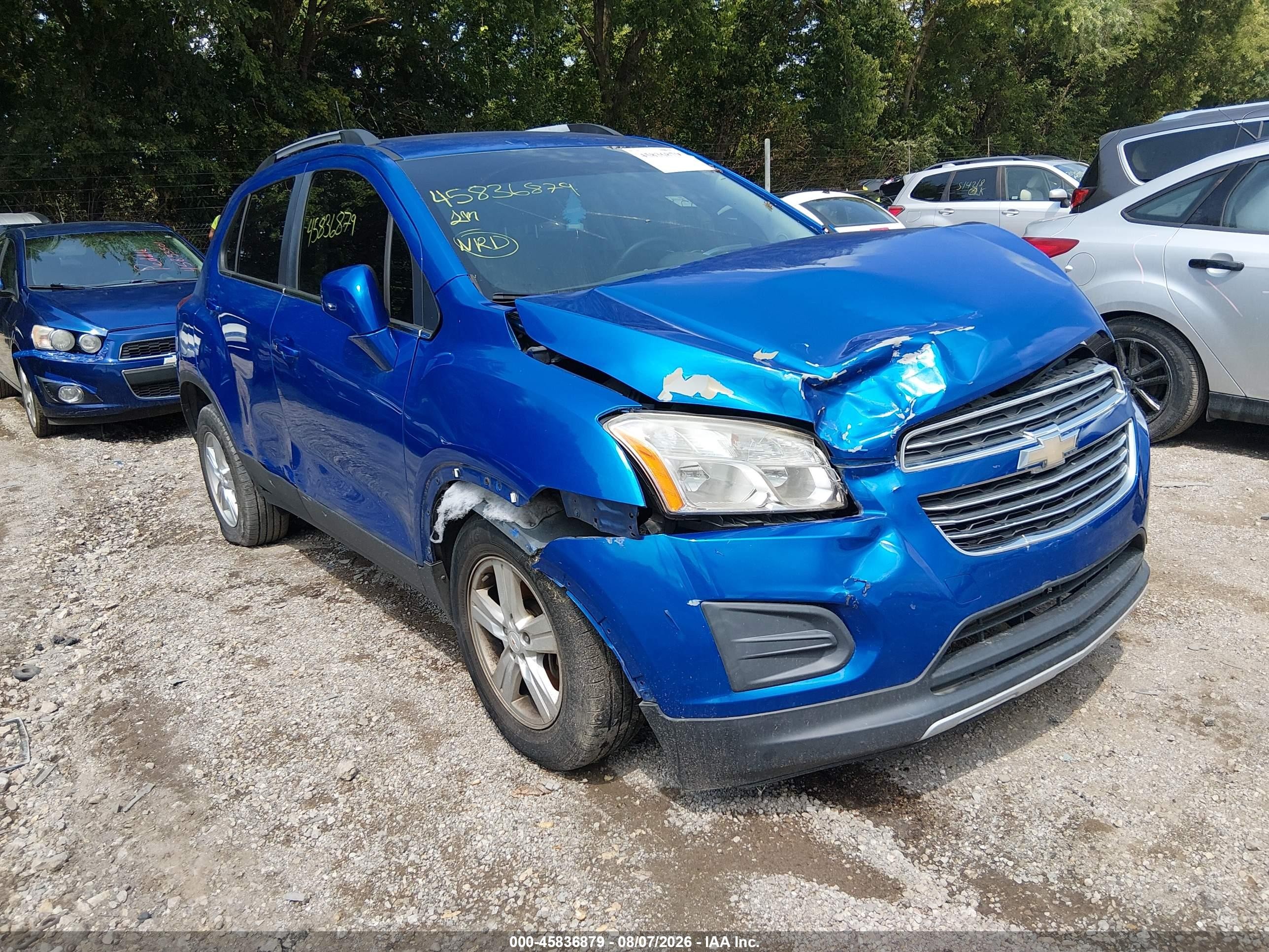 2015 Chevrolet Trax Lt Синий vin: KL7CJLSB1FB221126