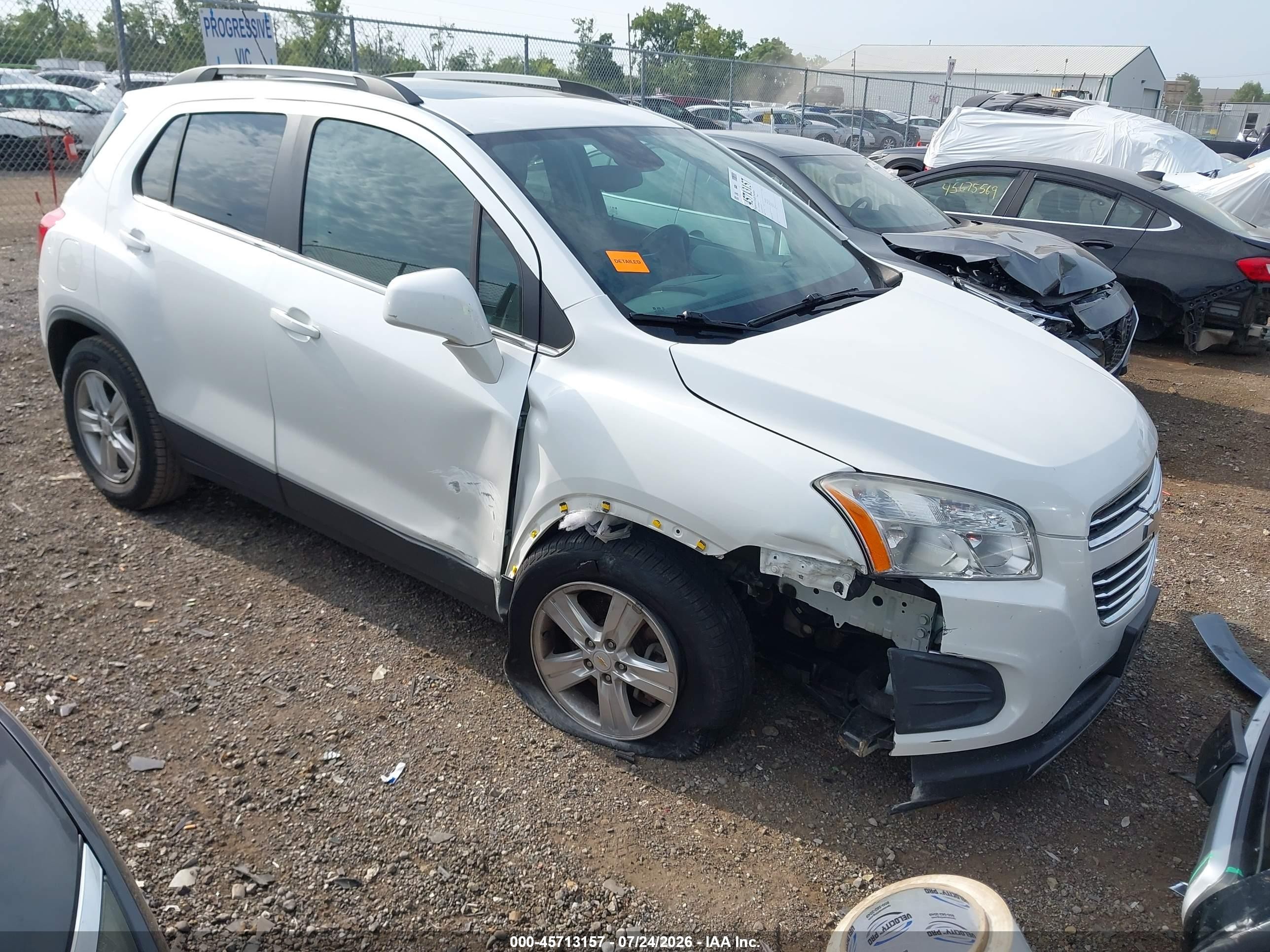 2015 Chevrolet Trax Lt White vin: KL7CJLSB4FB111879