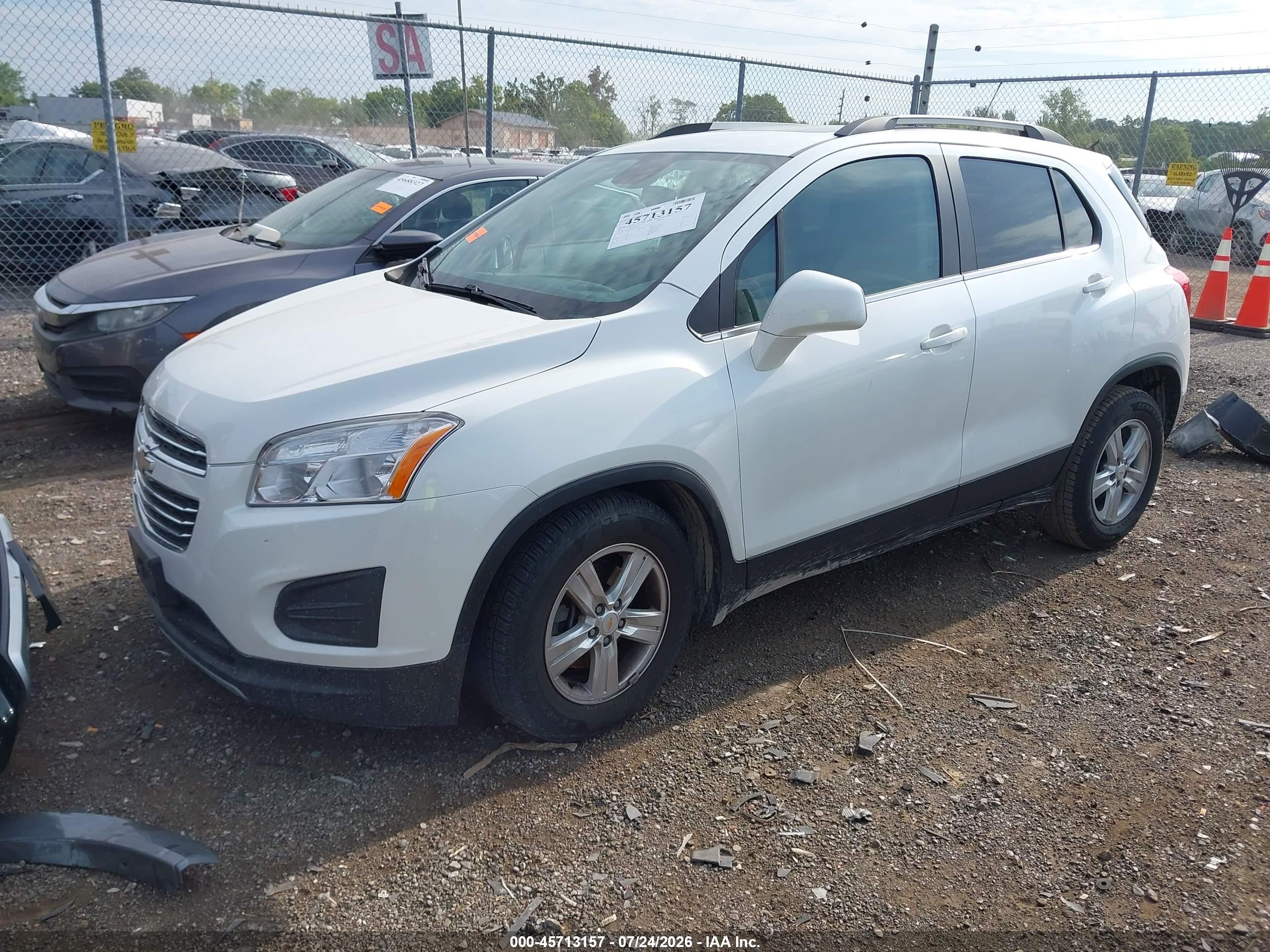 2015 Chevrolet Trax Lt White vin: KL7CJLSB4FB111879