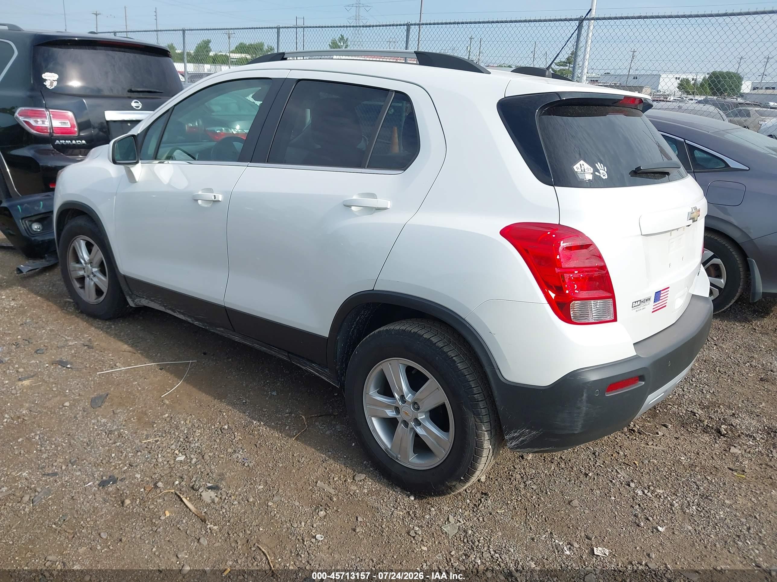 2015 Chevrolet Trax Lt White vin: KL7CJLSB4FB111879