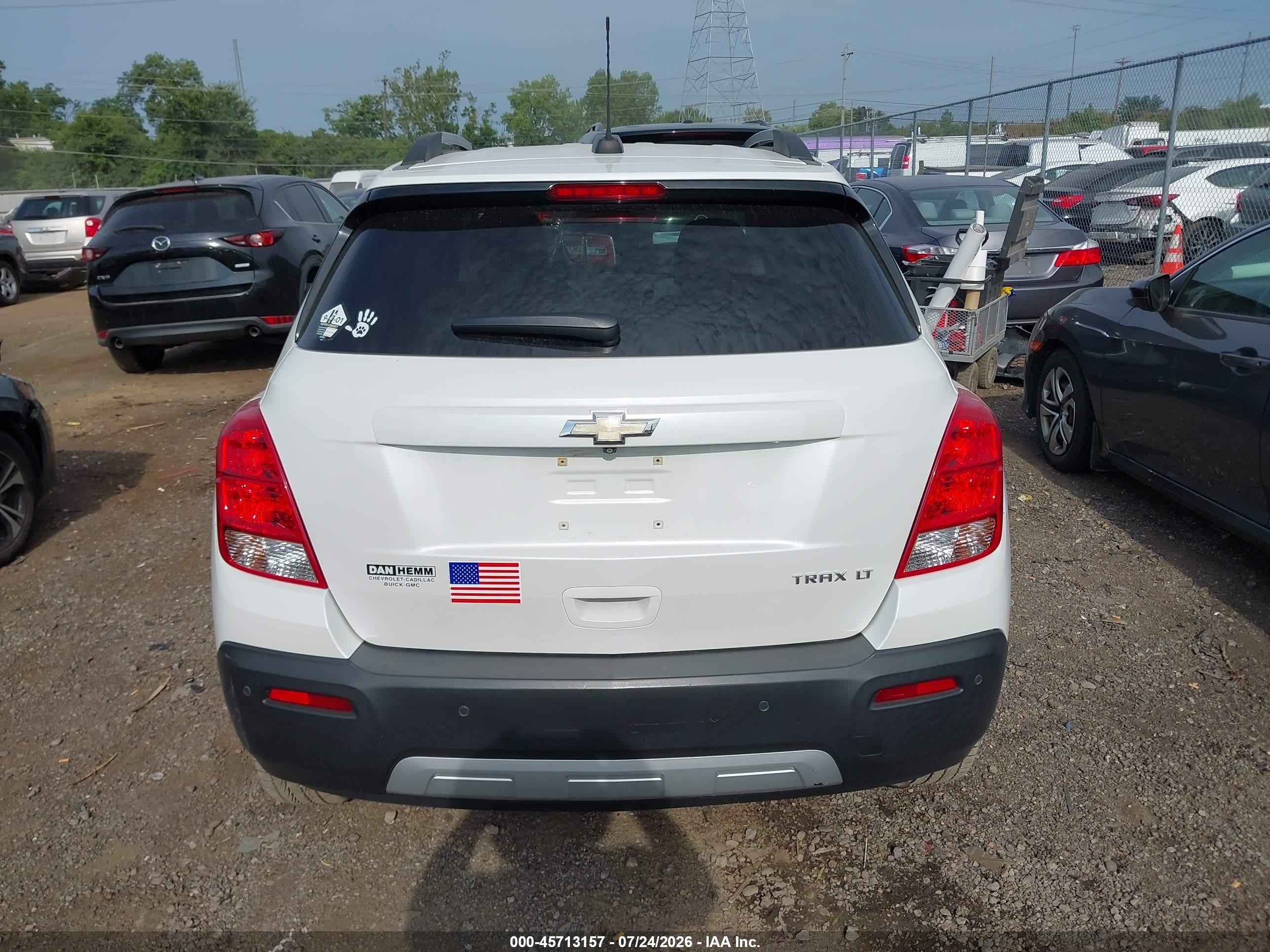 2015 Chevrolet Trax Lt White vin: KL7CJLSB4FB111879