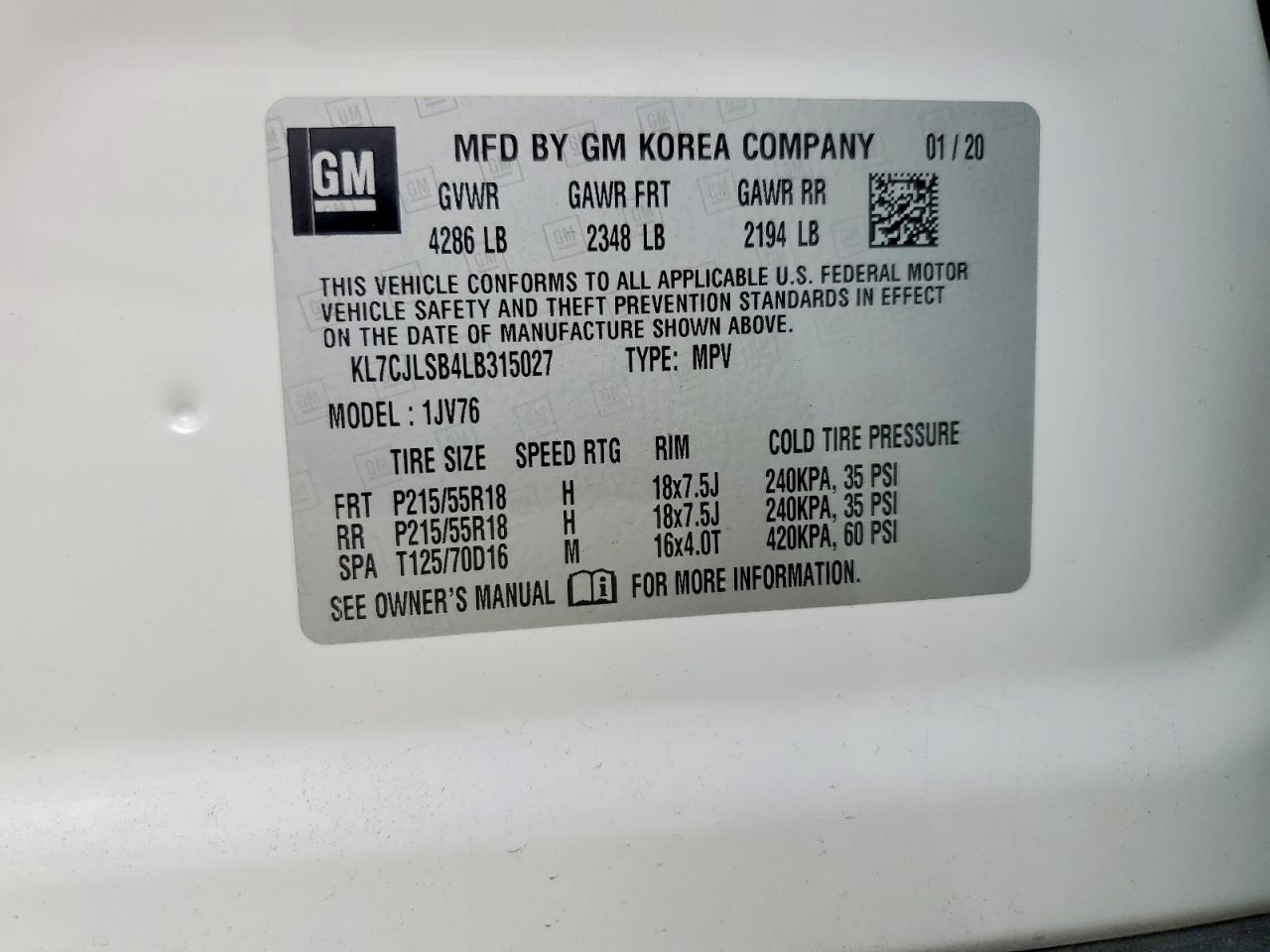 2020 Chevrolet Trax 1lt White vin: KL7CJLSB4LB315027