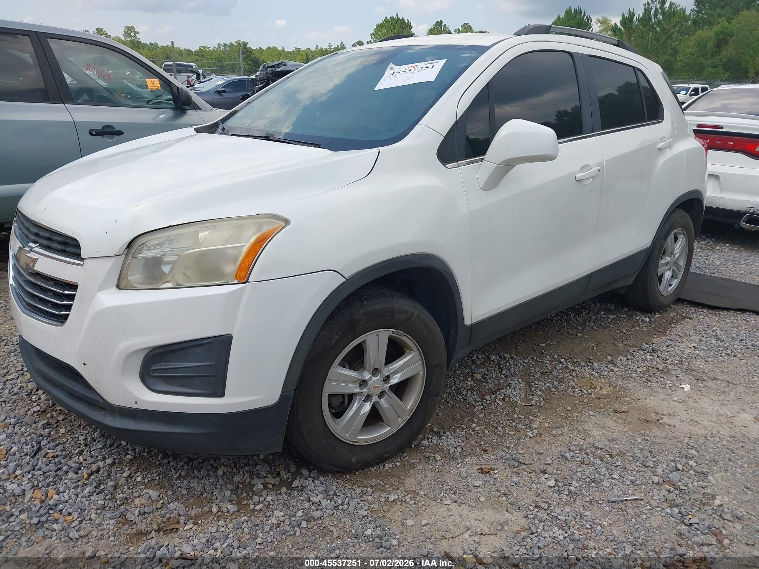 2015 Chevrolet Trax Lt White vin: KL7CJLSB5FB116900