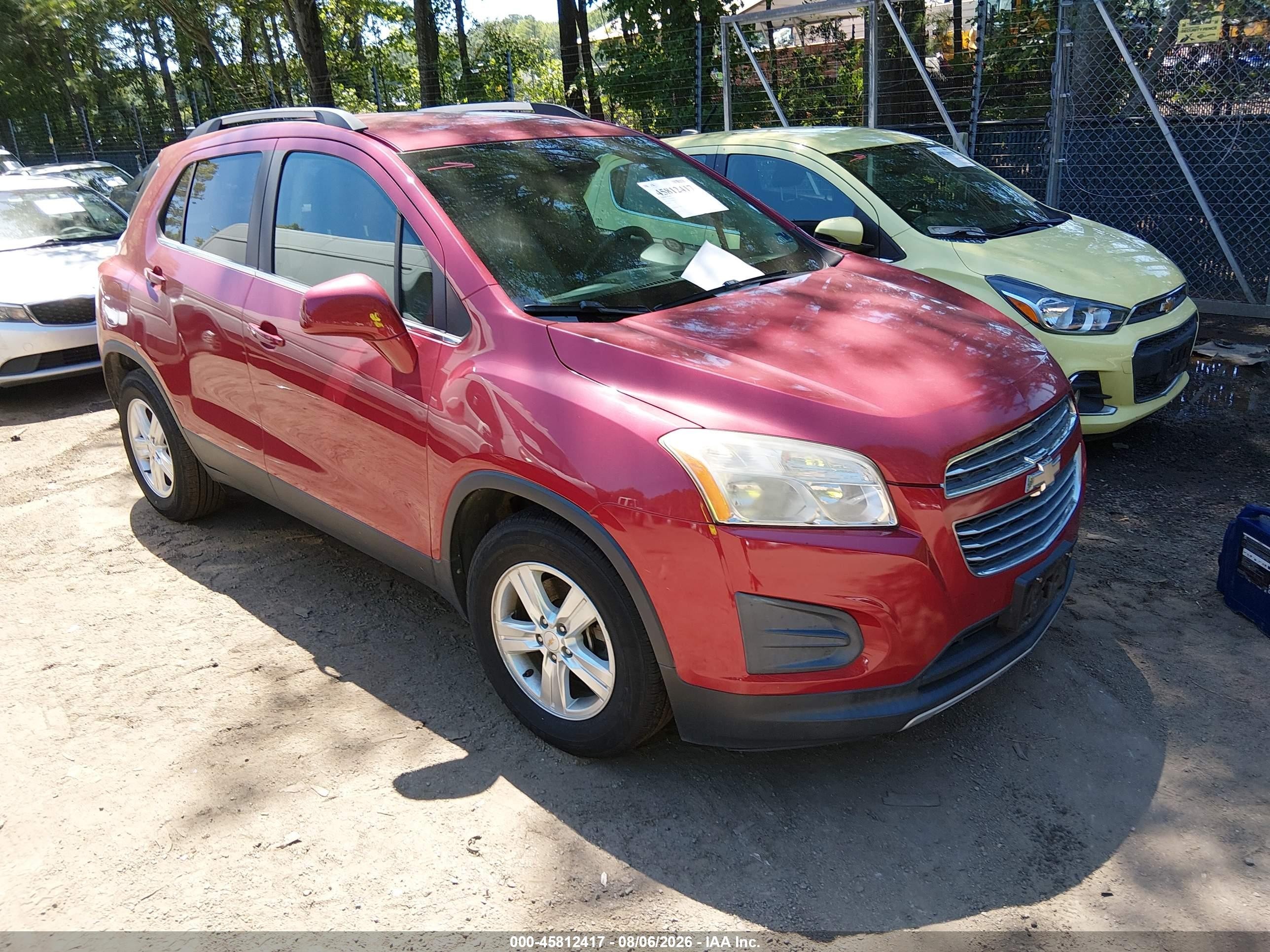 2015 Chevrolet Trax Lt Red vin: KL7CJLSB6FB139330