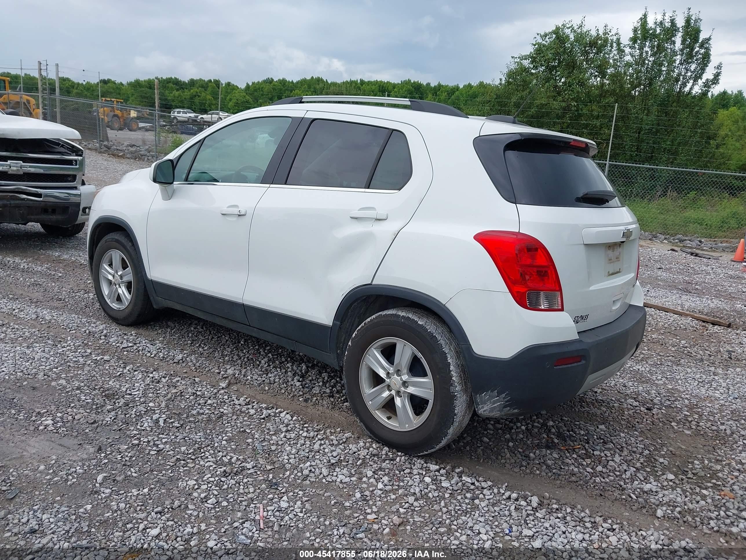 2015 Chevrolet Trax Lt White vin: KL7CJLSB8FB254236