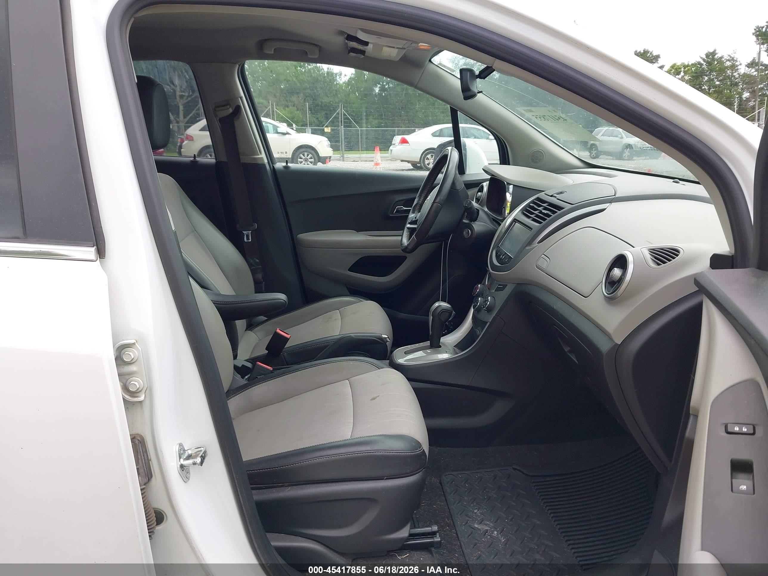 2015 Chevrolet Trax Lt White vin: KL7CJLSB8FB254236