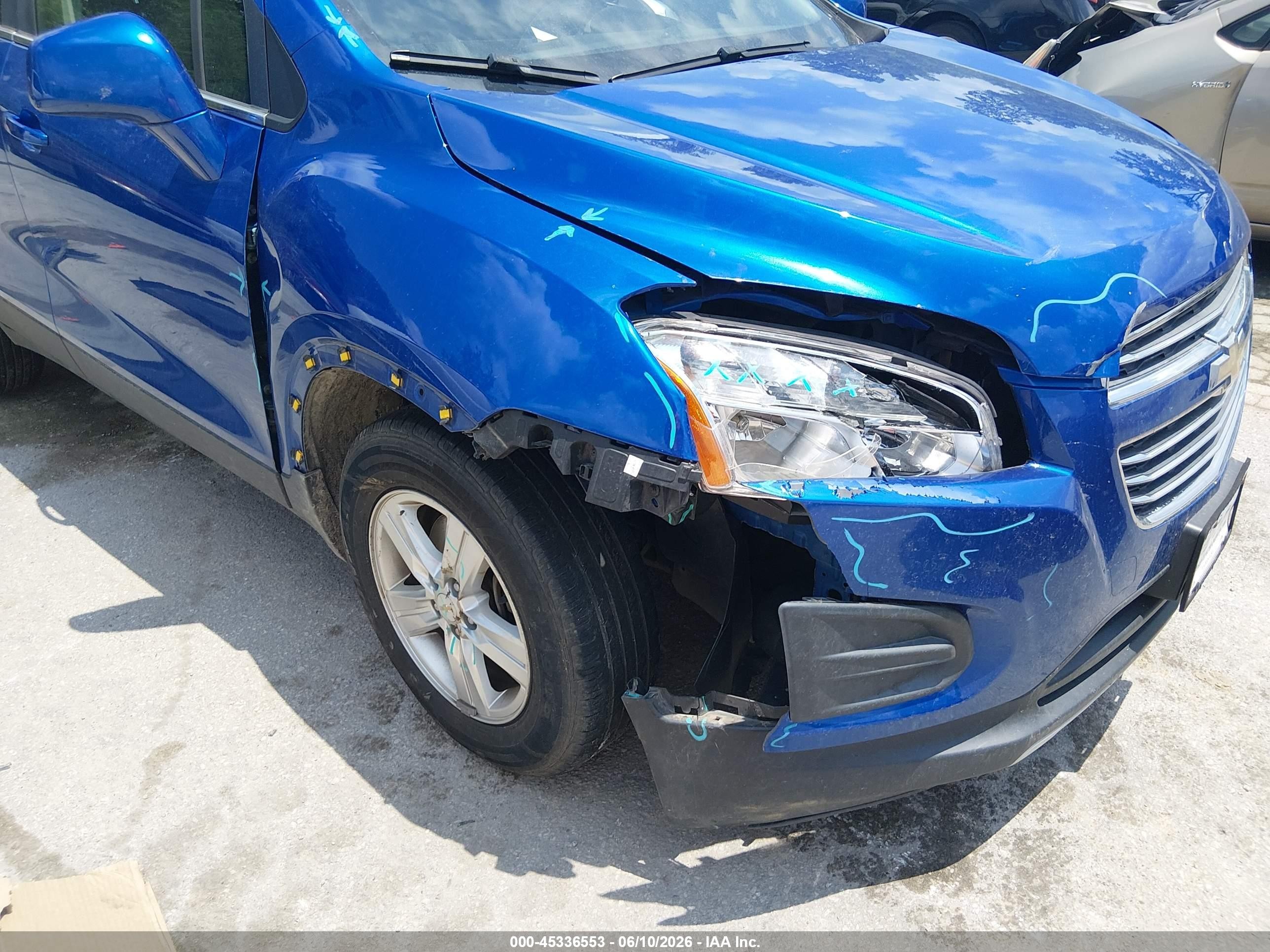 2015 Chevrolet Trax Lt Синий vin: KL7CJLSB9FB075042
